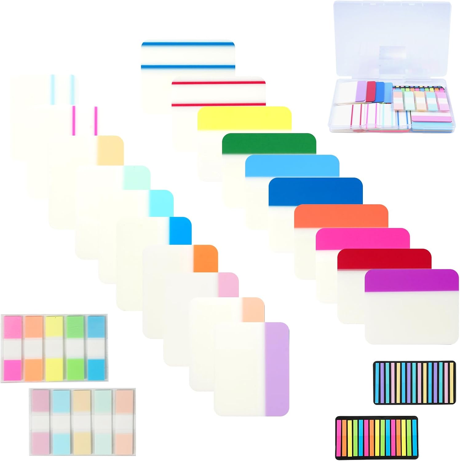 1200 PCS Tab Sticky Notes,2 Inch Sticky Index Tabs,24 Sets Colorful Divider Binder Thin Annotation Organize Sticky Notes,Signature Tabs,Binder Stickers,Tabs for Notebooks,Water-Resistant