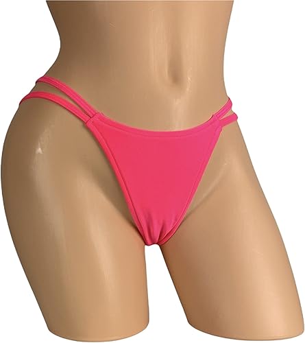 G-String Thong V- String Thong Neon Coral Double Strappy Thong Mini Micro Panty Rave Outfits Clubwear Skimpy Bikini Beach Panties Tanga Underwear