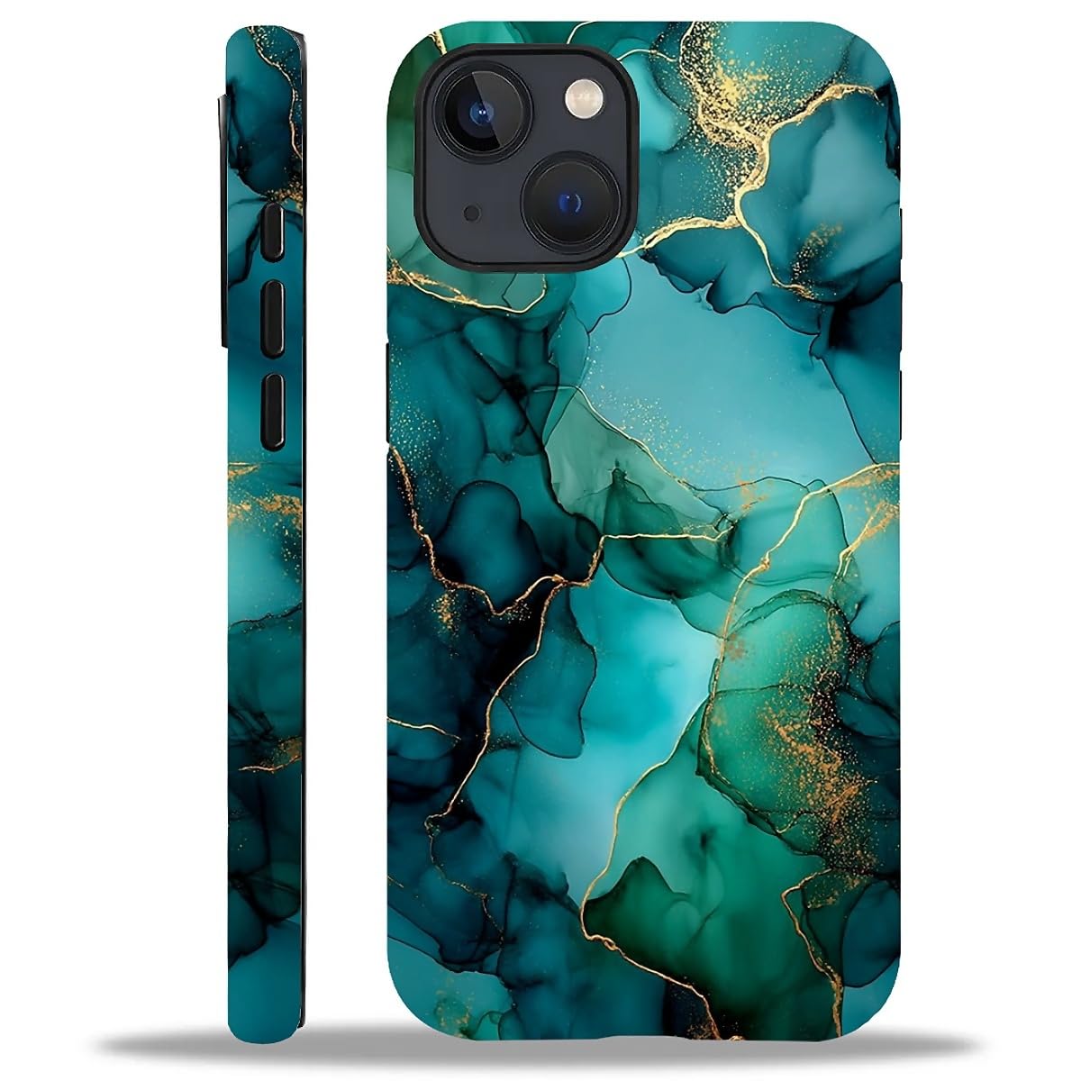 Coque iPhone 15 silicone marbre doré CARLOCA double couche - 8