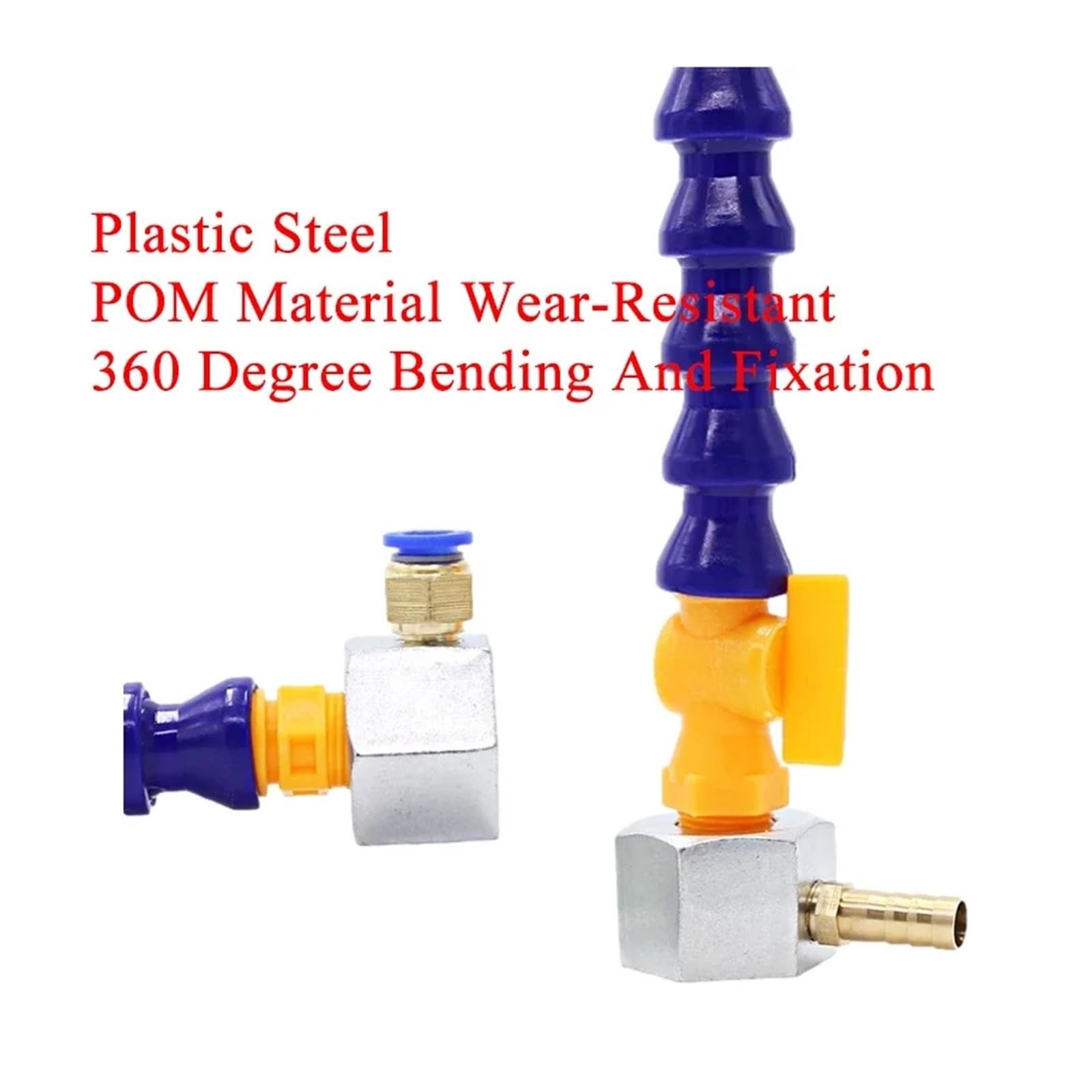 Pneumatikschlauch G 3/4 Außengewinde Kunststoff Flexibler Wasser-Öl-Kühlrohrschlauch for Drehmaschine CNC-Maschine(Flat300mmWithSwitch)