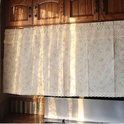 izielad Brise-bise Style Rural Américain Rideau Court en Tissu avec Bord De Dentelle LxH 80x80cm – vue 5