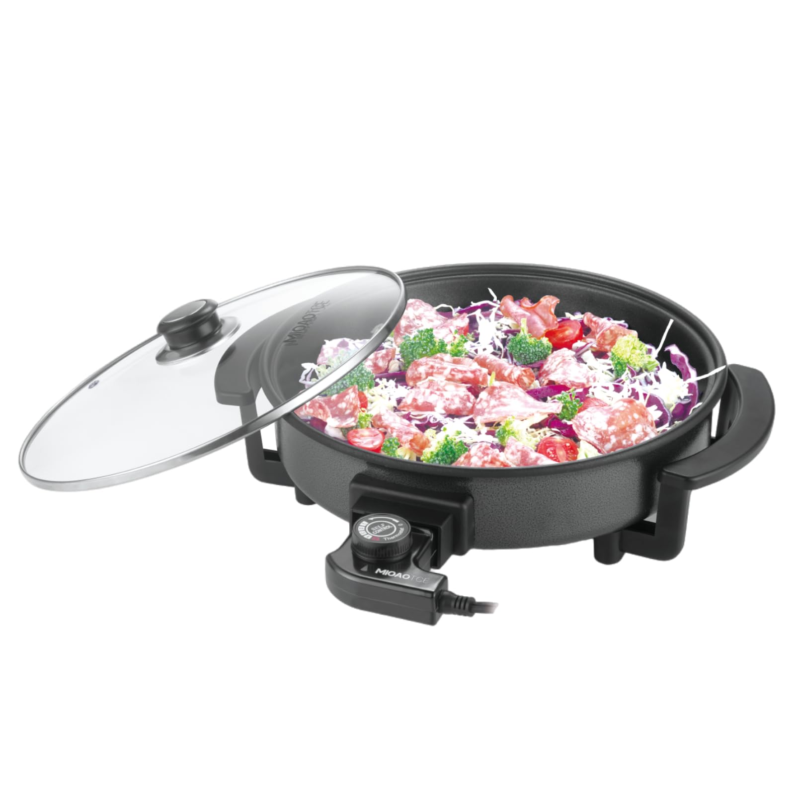 MIOAOTCE 12 Inch Round Electric Skillet in Black