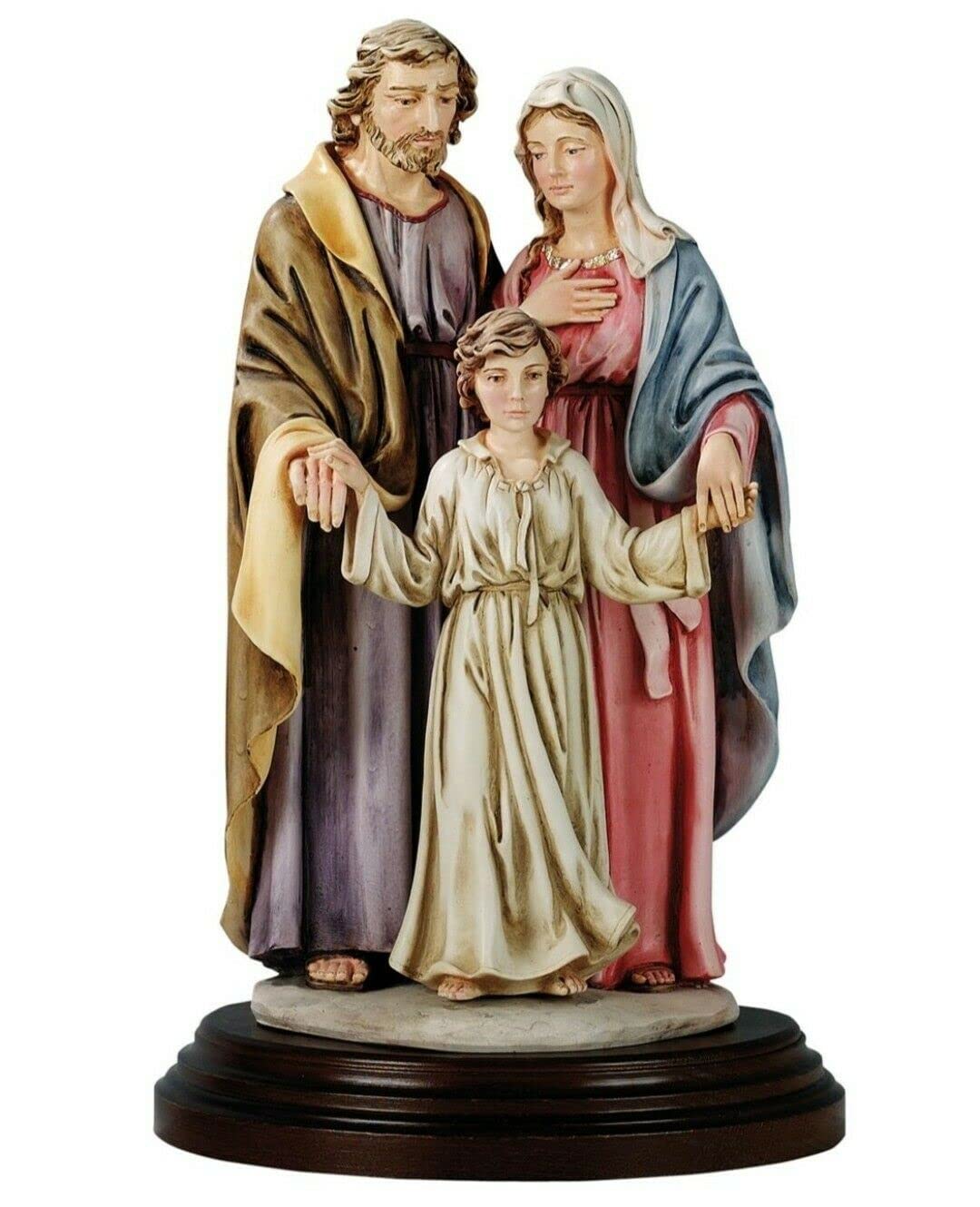 Generico ArteSacraCaravaggio Statua della Sacra Famiglia, in marmo resina cm 35 (13,77 inches), per interni ed esterni, decorata a mano, produzione artigianale italiana