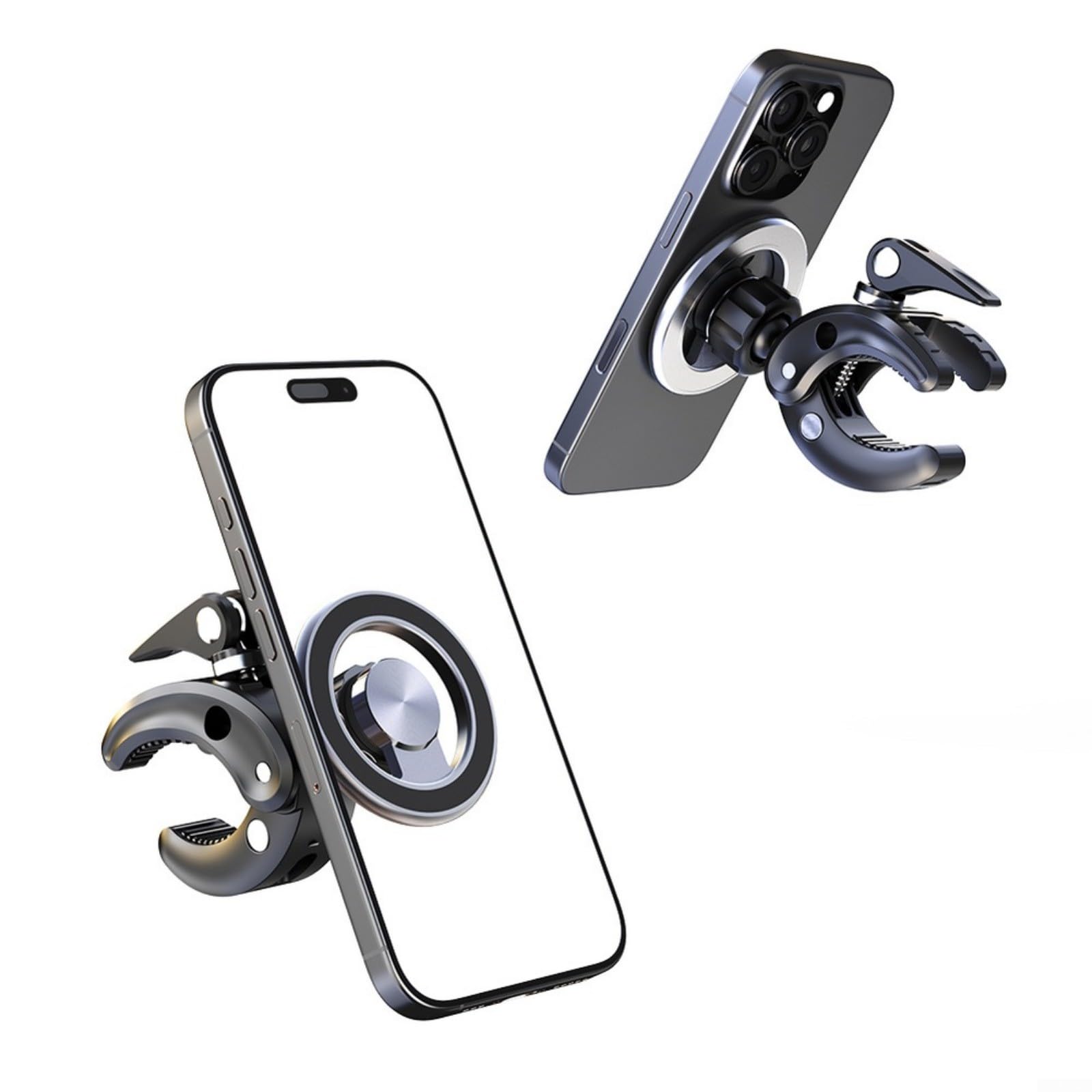 Soporte magnético para teléfono, para gimnasio, bicicletas, cochecitos, carritos de golf, soporte de abrazadera ajustable con imán fuerte, accesorio deportivo de aleación de aluminio y