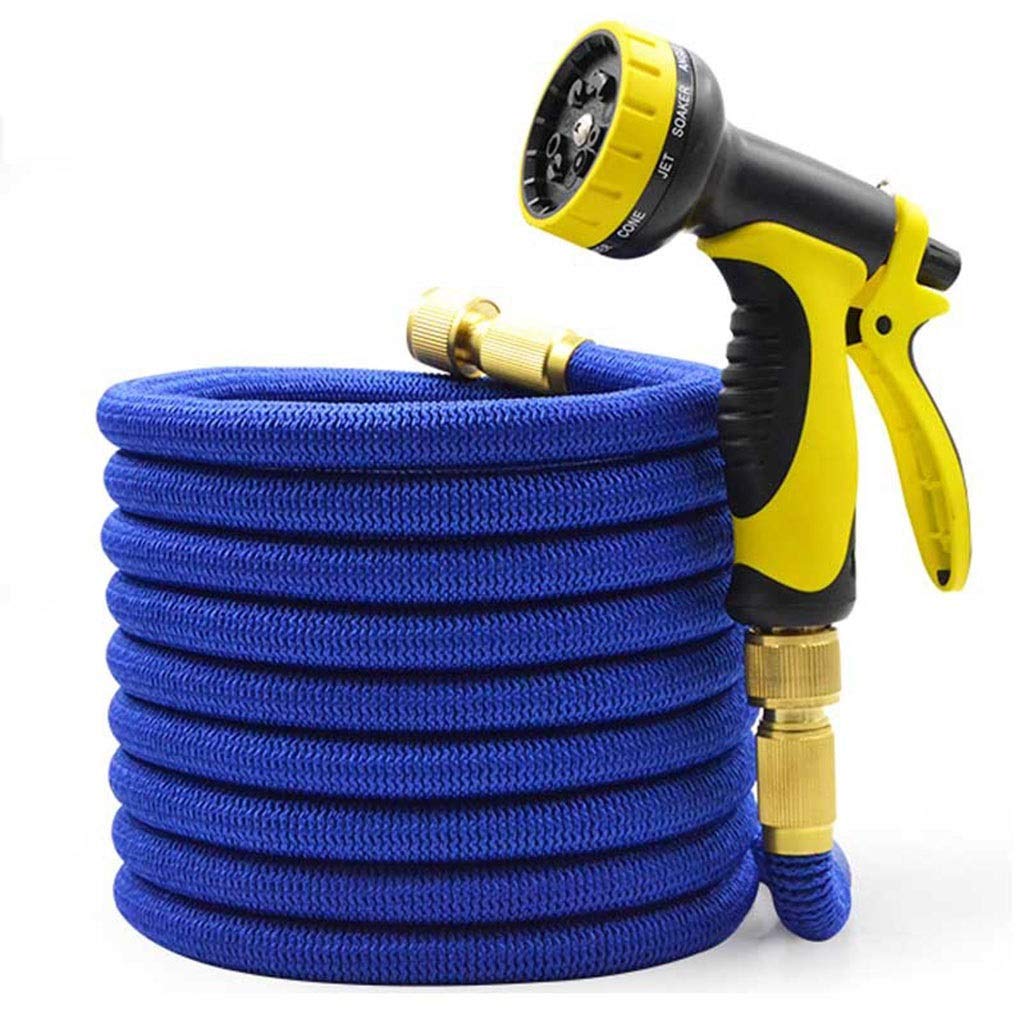 Tubo da giardino flessibile espandibile con raccordi in ottone massiccio e pistola a spruzzo regolabile a 9 funzioni (taglia : 7,5 m dopo l'iniezione di 25 piedi) (7,5 m dopo l'iniezione)