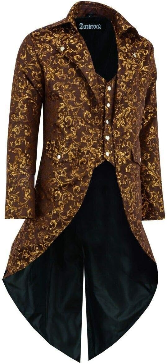 Darkrock Men's Cotton Twill Steampunk Tailcoat Jacket Goth Victorian Coat