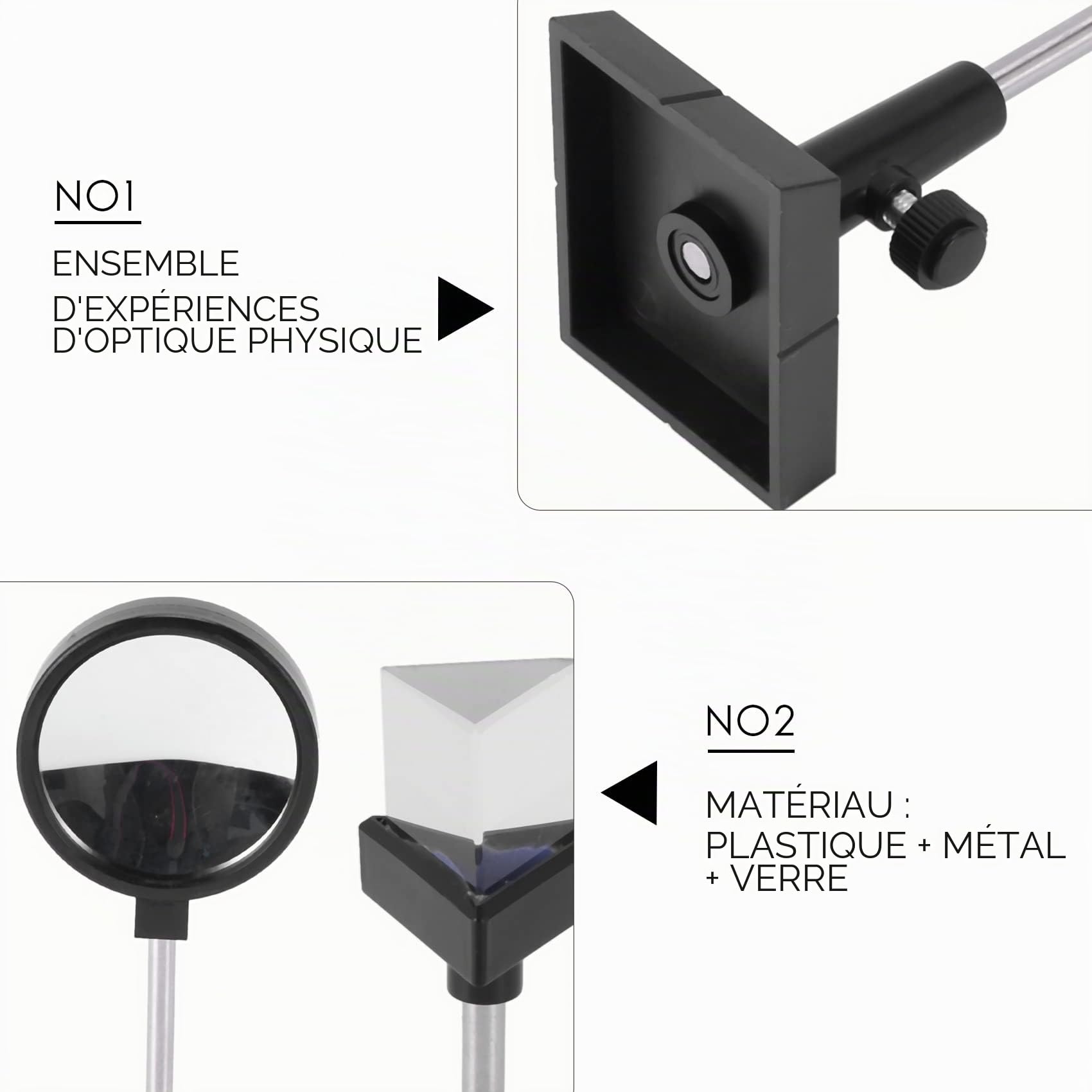 Ensemble D'ExpéRiences D'Optique Physique Lentille Convexe Lentille Concave Triangulaire Plan Miroir Lentille Optique Miroir Convexe