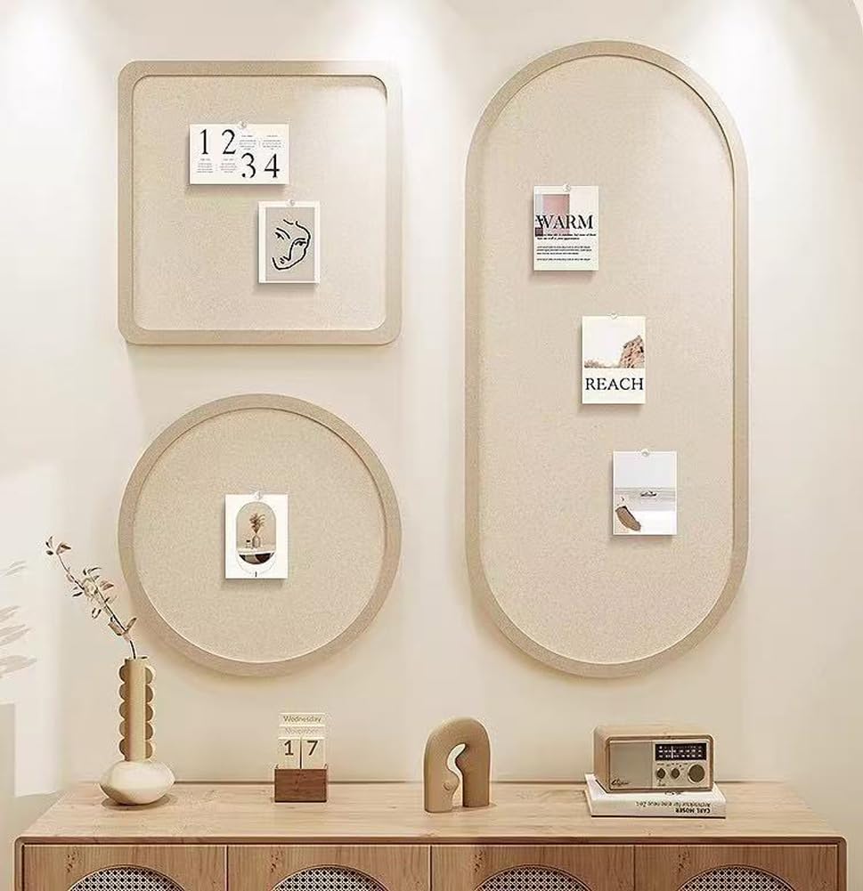 3 Pcs Felt Bulletin Board Combination,Decorative Pin Board with Pushpin,Foldable Vision Bulletin Board Display Panel for Home Office School (Beige,Small)