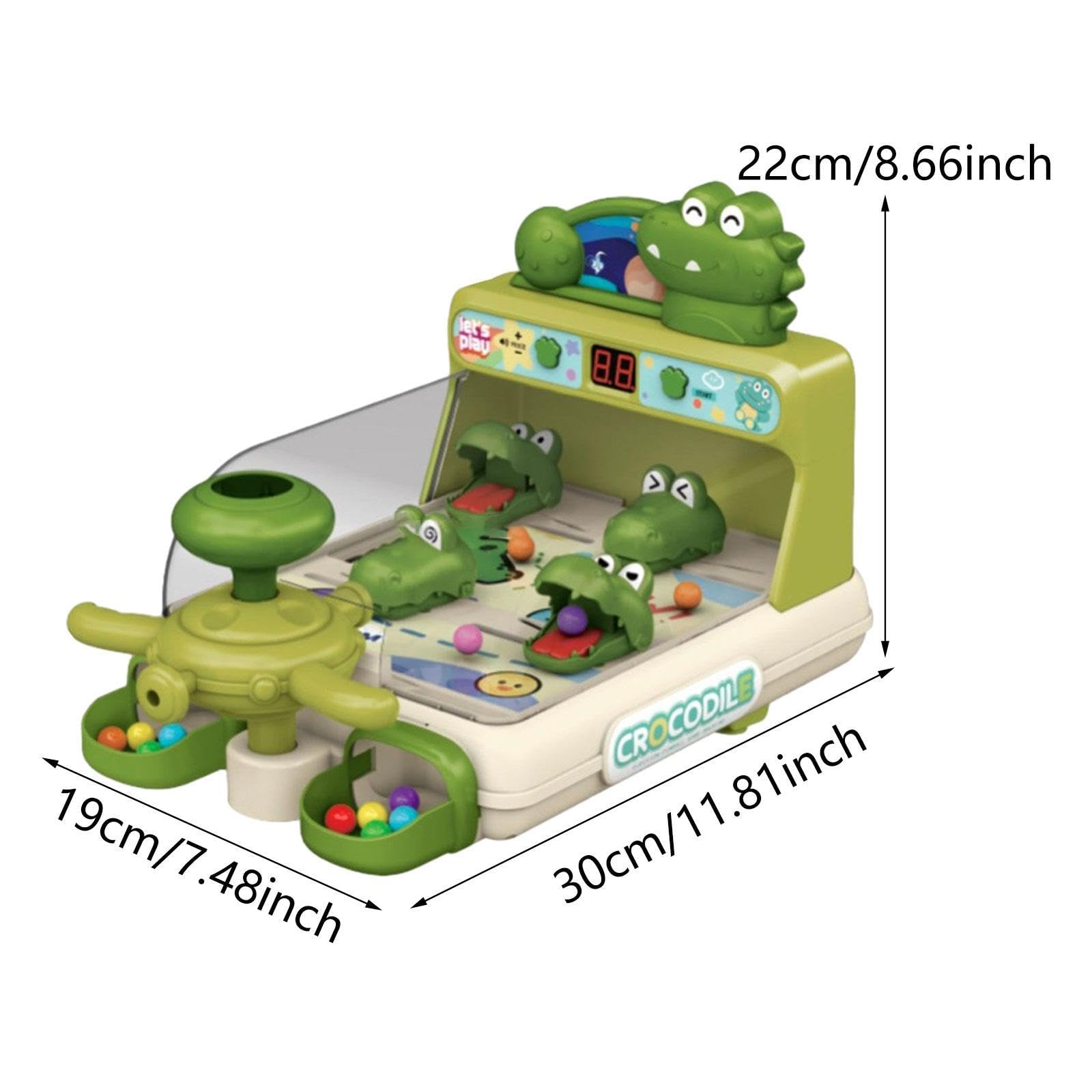 1 Pezzo Gioco Pinball Educativo Crocodile Macchina Tavolo Giocattolo Elettronico Interattivo con Luci E Suoni per Bambini Adatto a Momenti, Verde, Taglia unica bambino