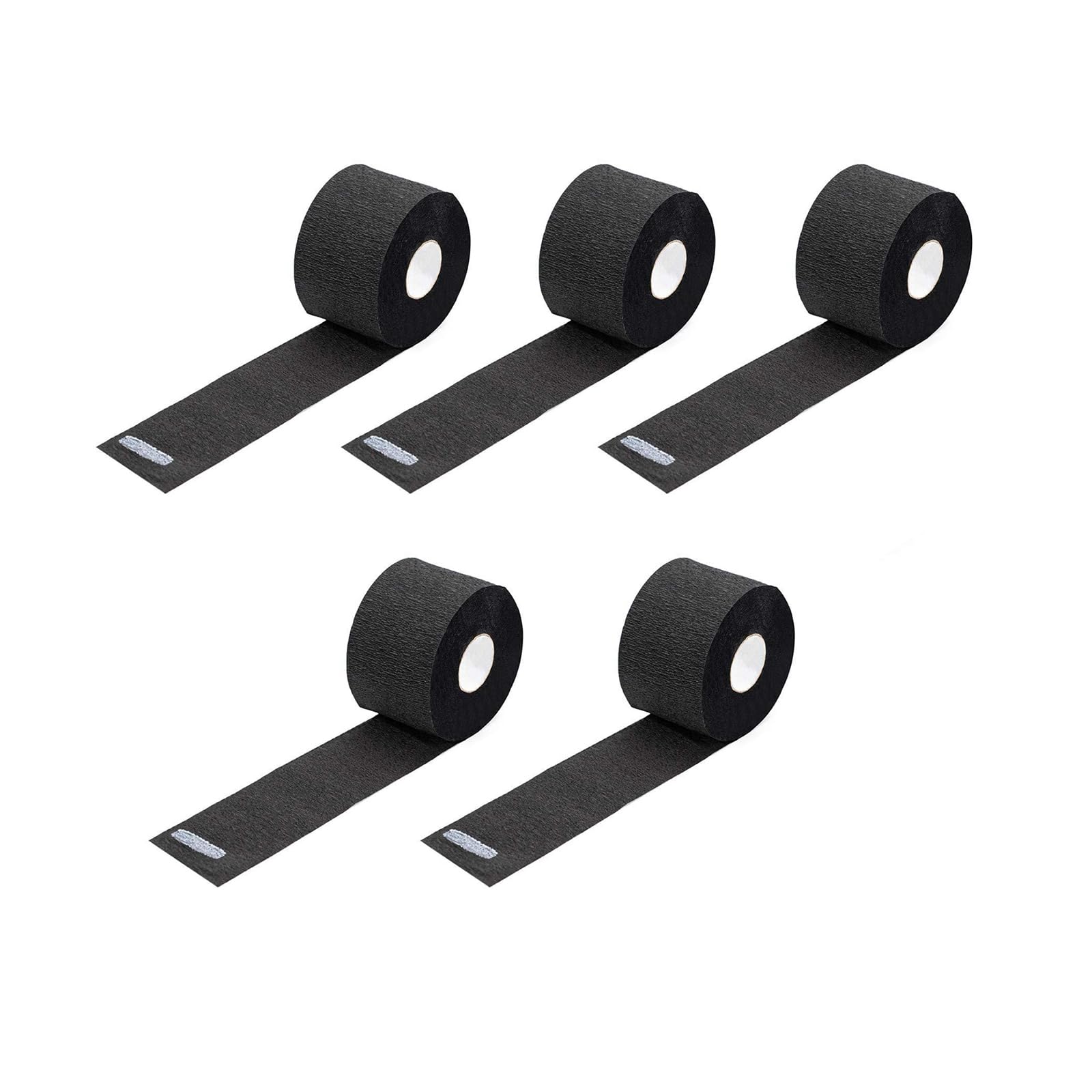 5 rollos de tiras de cuello de barbero negro elástico de papel para salón de belleza corte de pelo afeitado peinado coloración