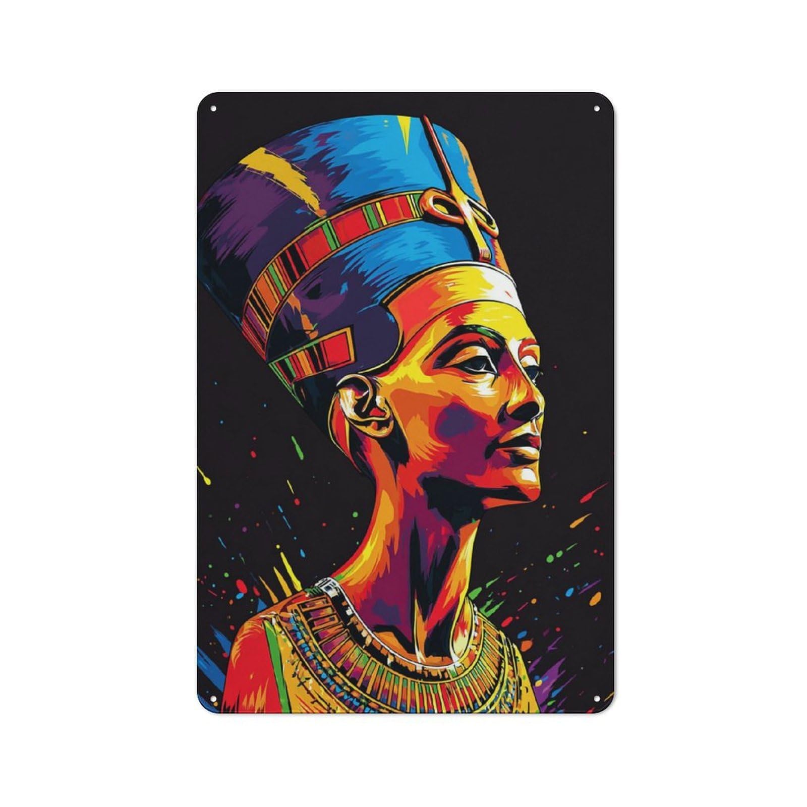 Junmoney Colorful Egyptian Queen Portrait -6 Vintage Tin Sign 30X20cm For Garden Room Or Summerhouse, A Housewarming Gift For Outdoor-Room Decor Collectors