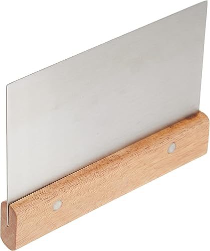 Miniatura 4 de Soro Essentials - Juego de 2 raspadores de masa de acero inoxidable de 7 pulgadas con mango de madera para pan, pizza, raspador de masa, picador