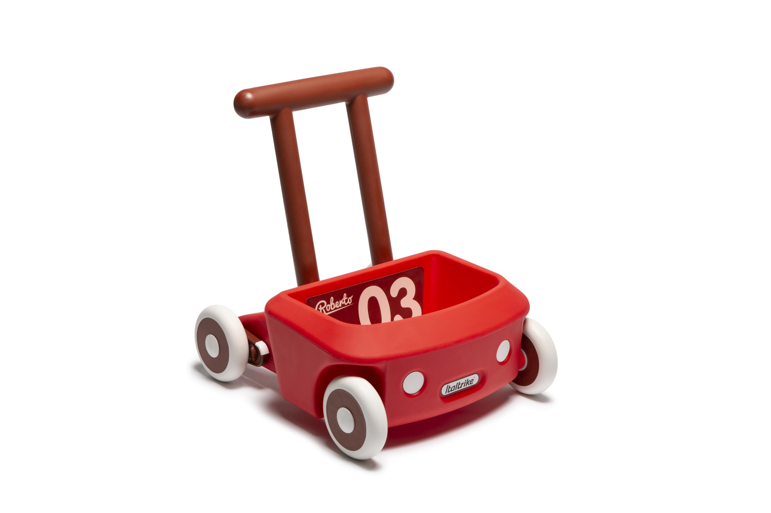 Italtrike Roberto – Primeros pasos para niños – Andador de bebé de 6 – 12 meses hasta 3 años, carrito Montessori, seguro para casa y guarderías – Juego para aprender a caminar con antivuelco (rojo)