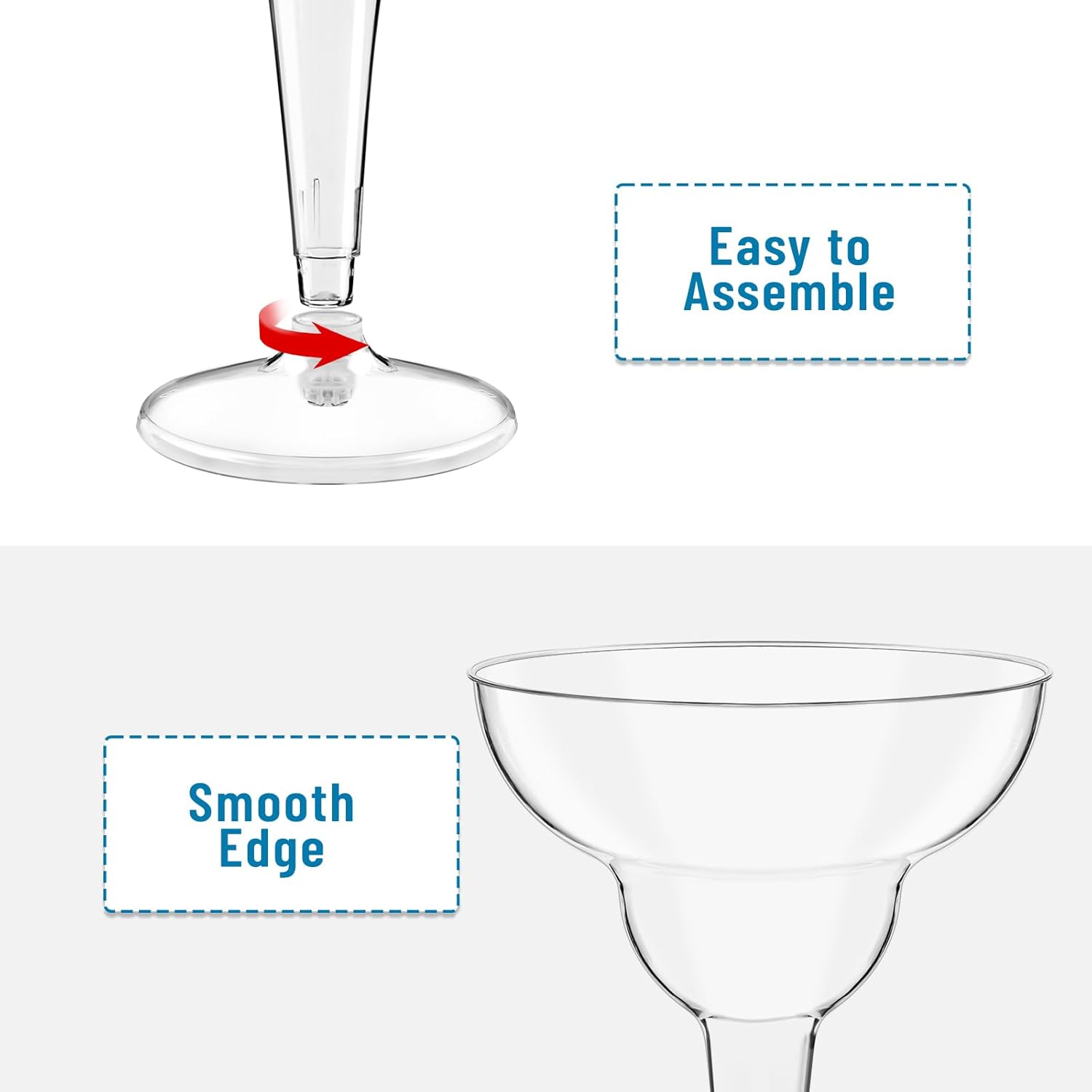 Kucoele 24 Pack Plastic Margarita Glasses, 12oz Disposable Cocktail Glasses Clear Party Cups for Wine, Champagne, Martini - Image 3