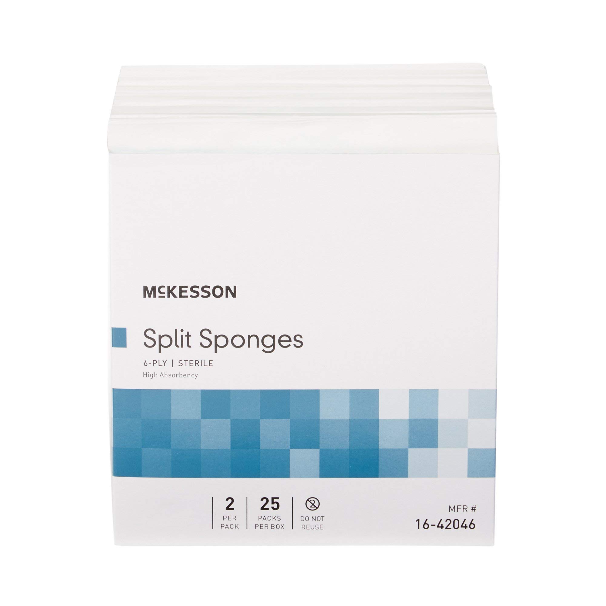 McKesson Split Sponges High Absorbency, 6Ply Sterile, I.V. and Tracheostomy Dressings