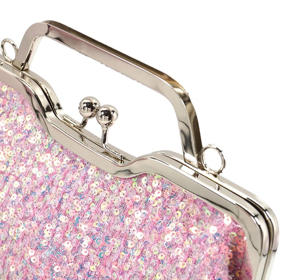 Nite closet Light Pink Clutch Glitter Purses for Women Crossbody New Sparkle Bag Shiny Chain (Pink)