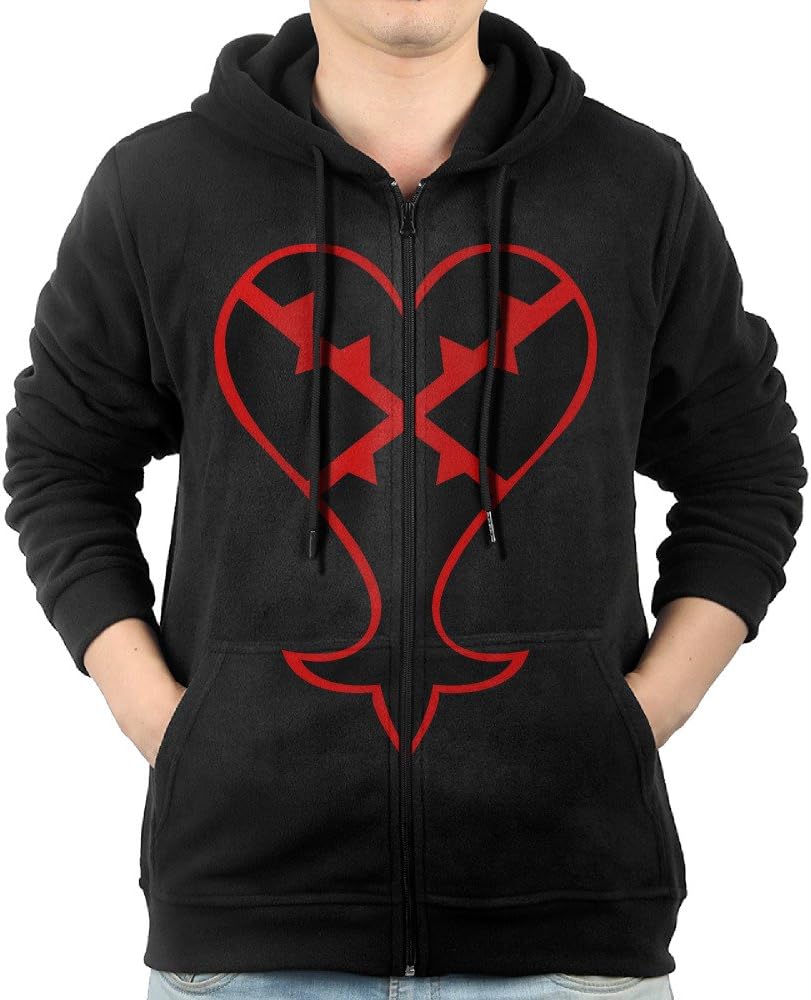 GENC5 Men Kingdom Hearts Heartless Symbol Hoodie Pullover Zip Up Black Apparel
