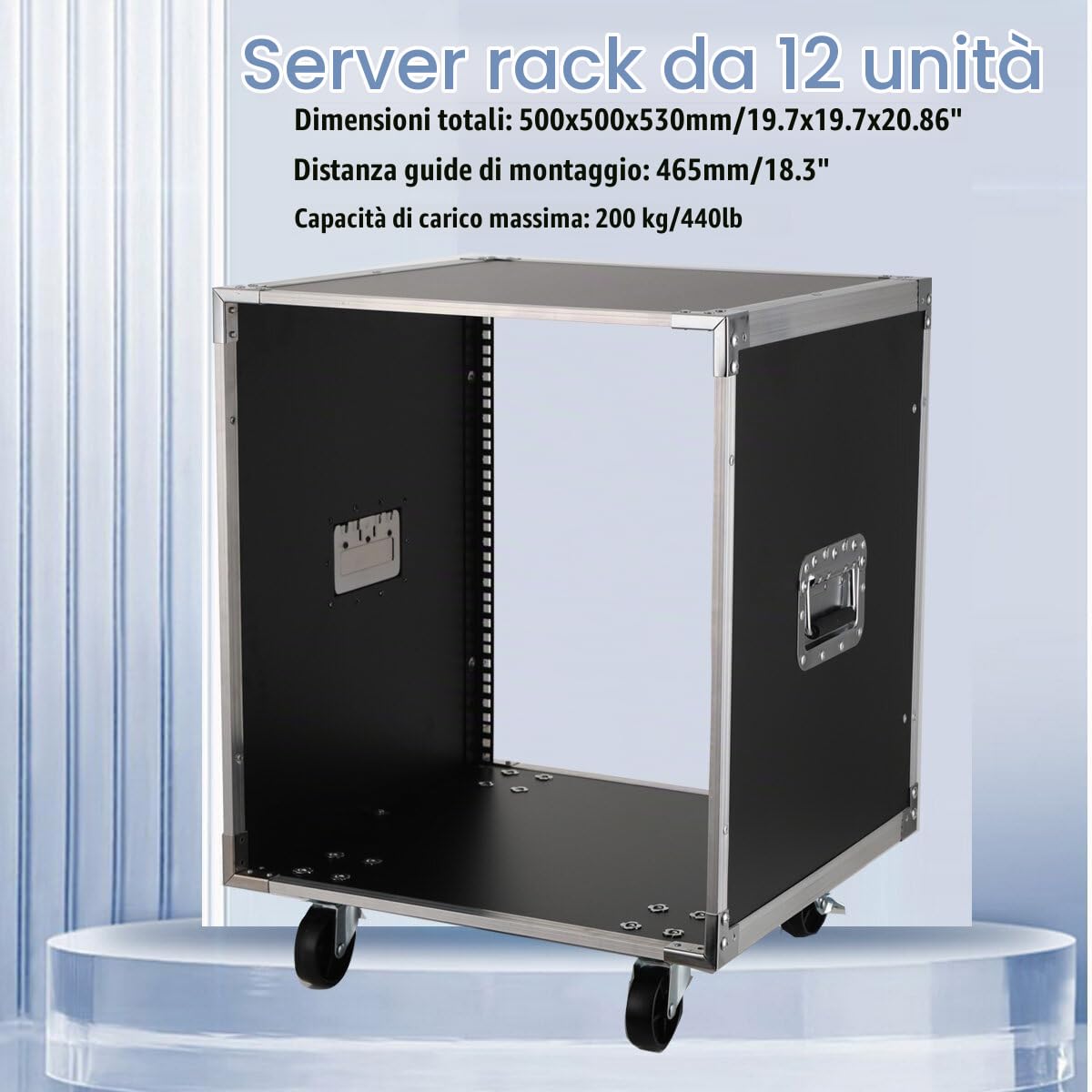 Armadio per Server Rack da 12 U 19 Pollici, con 4 Ruote, 500 x 500 x 530 mm per reti, Nero Computer e Server Racks