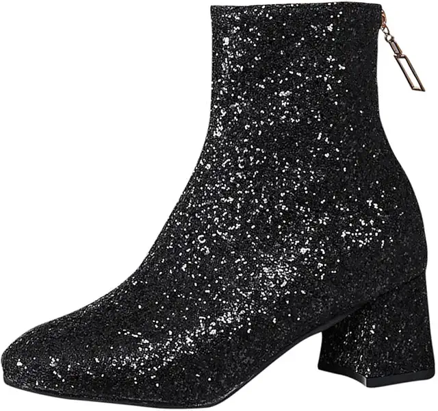 Imagen relacionada con Botines Mujer Zapatos brillante Moda Botas de tacón alto fiesta Club Otoño Invierno Elegante vintage Botas de Nieve Casual Comodos Antideslizante cálida Boots Zapatos 2025