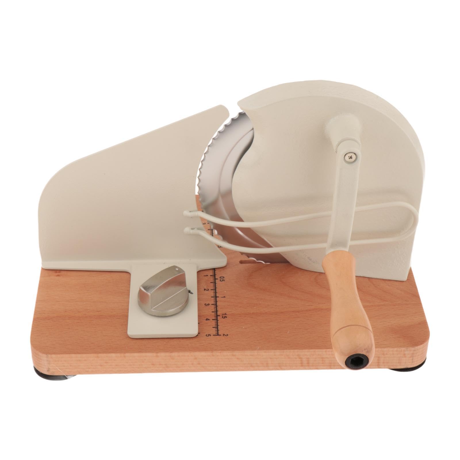 de Pan Manual Regulable en Grosor Equipado con Ventosas Antideslizantes Estructura de Acero Inoxidable Y Base de Madera Función de P, Blanco, Individual