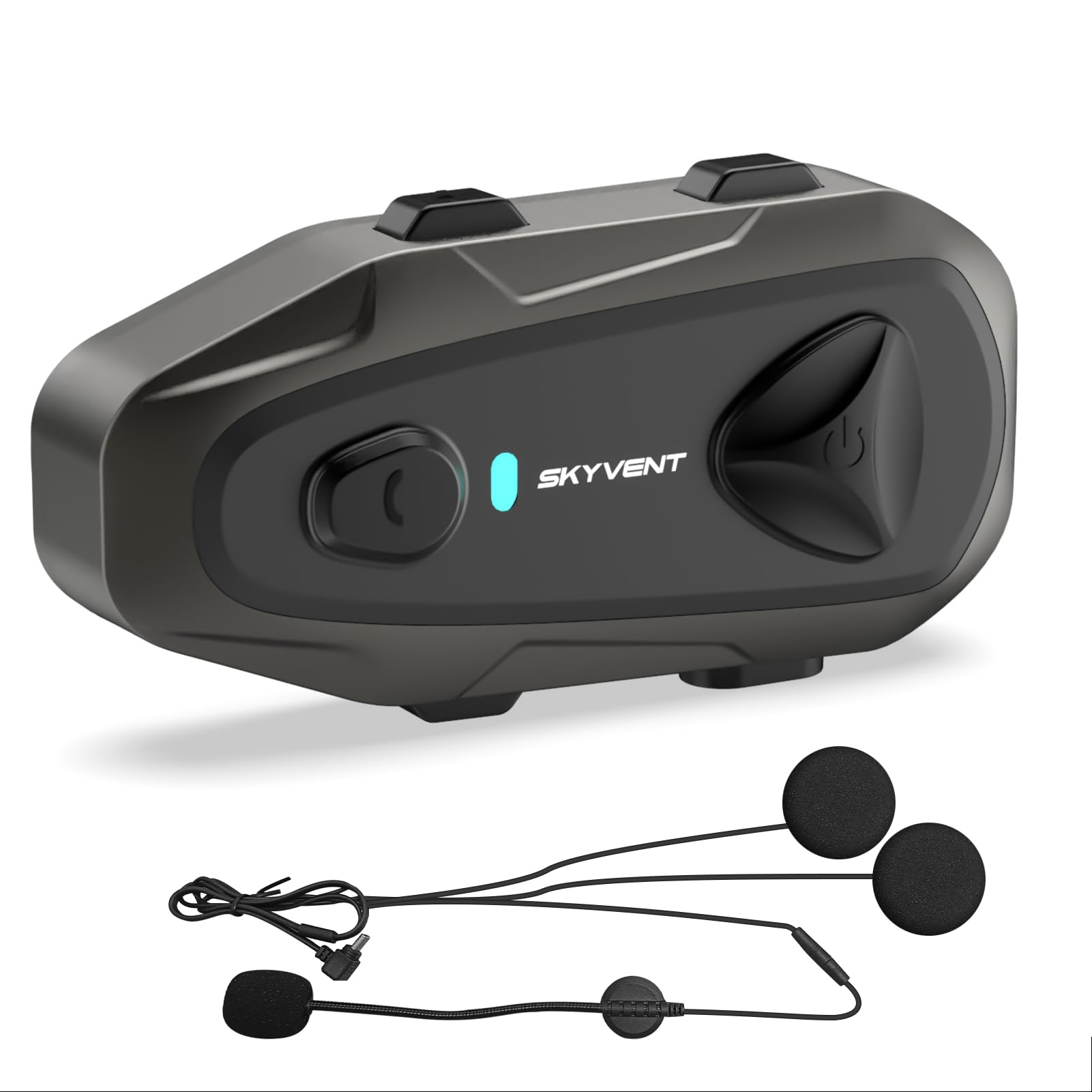 E1 Auricolare Bluetooth per Moto -Bluetooth5.3 Interfono Professionale per Casco fino a 800 m, Controllo Vocale Impermeabile IP65 e Chiamate in Vivavoce, Altoparlanti HD e Cancellazione del Rumore