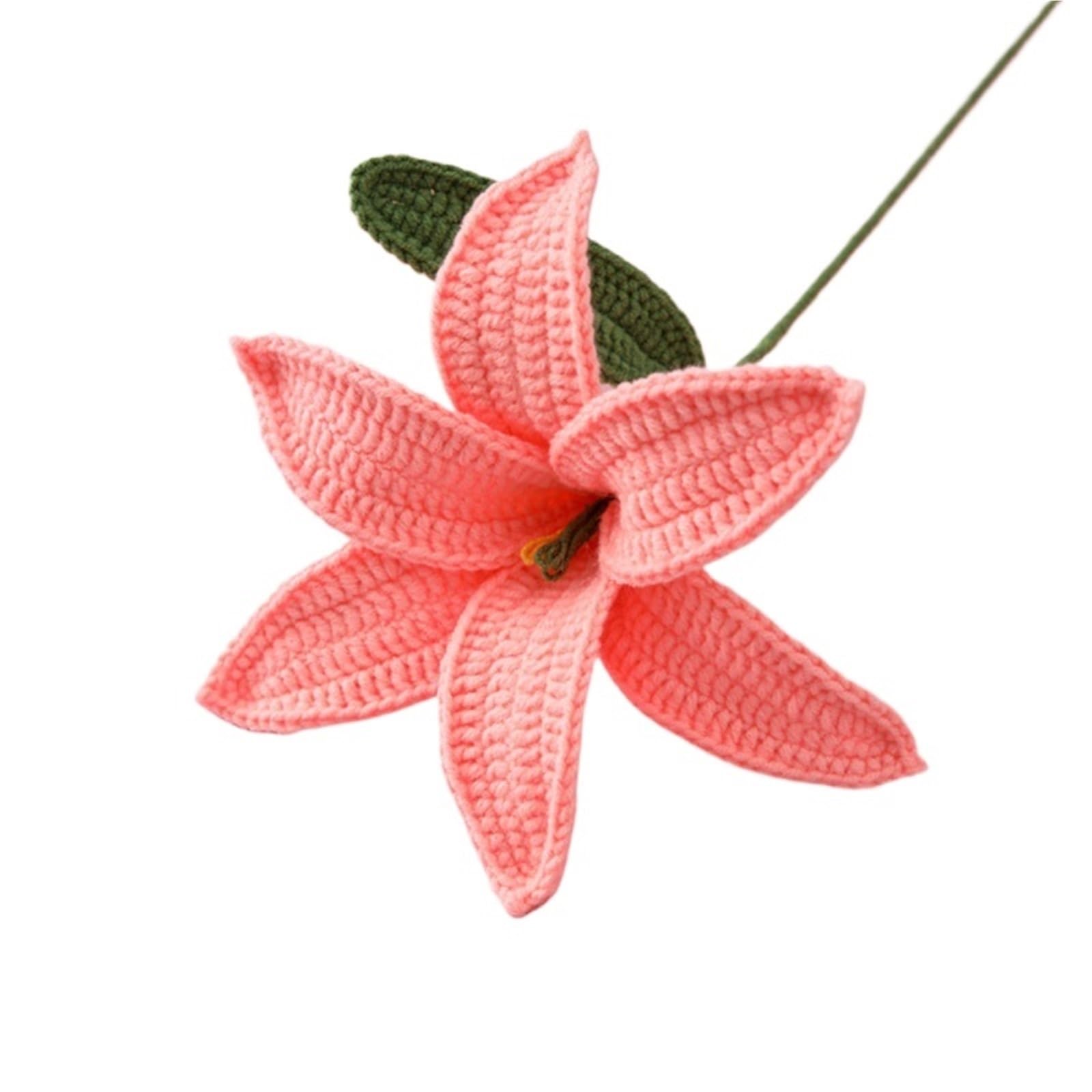 ENWWCH Artificial Flowers Hand-knitted Gift Crochet Homemade Bouquet Flower Home For Home(Color7)