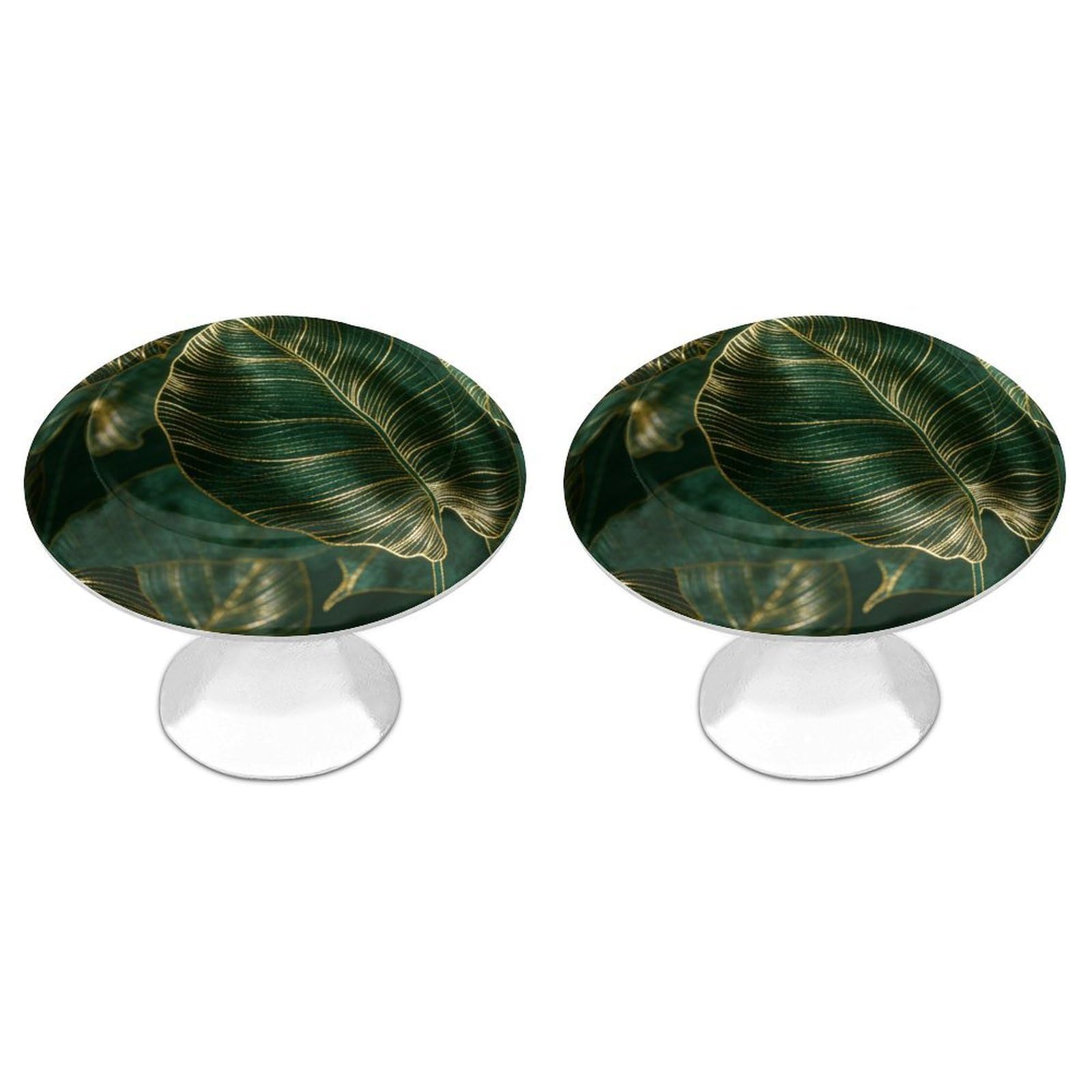 Btcowzrv Style Golden Monstera Leaves 2 Pack Cabinet Knobs Drawer Pulls