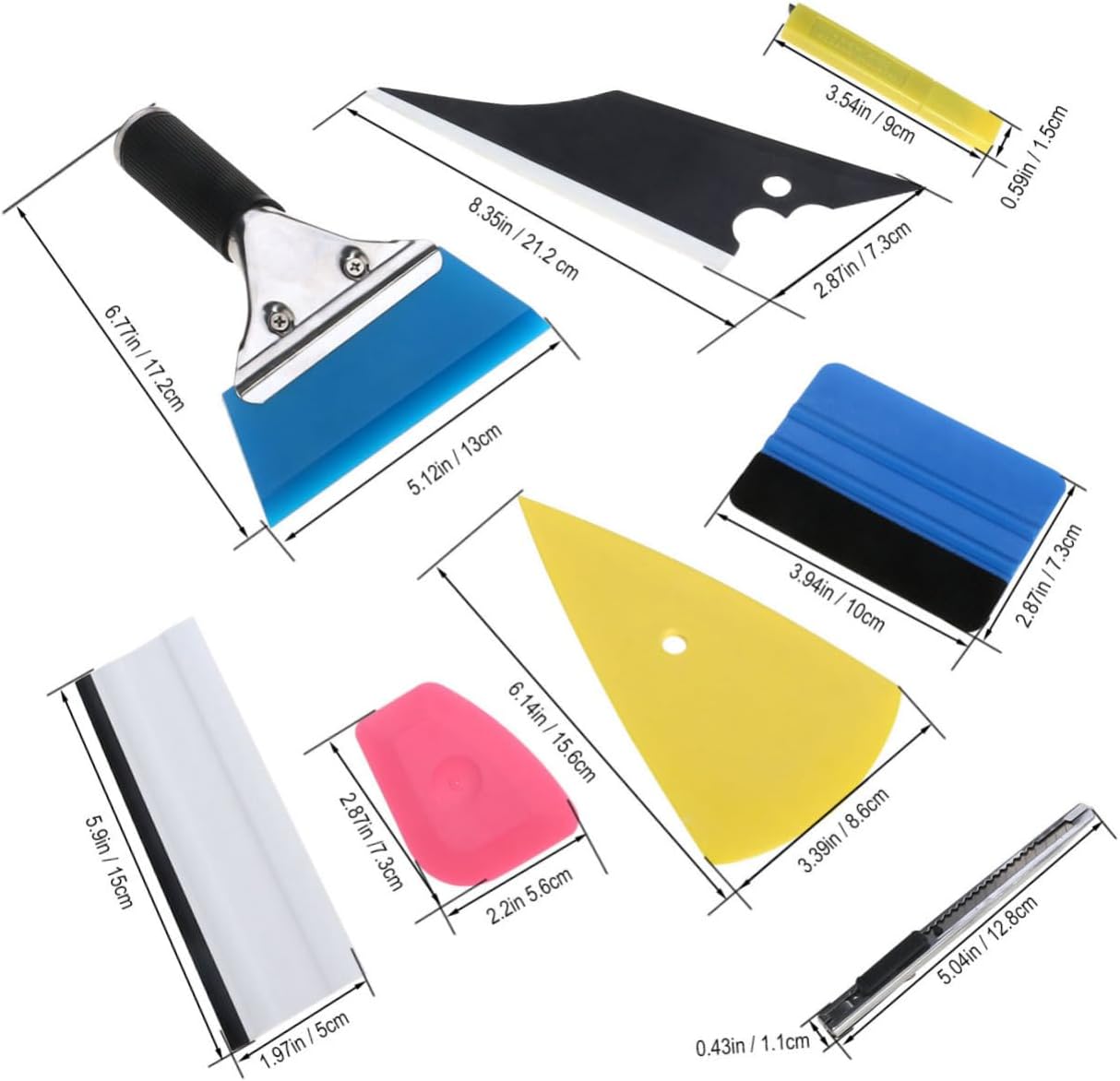 Mobestech 8pcs Complete Film Application Tool Kit Car Window Tint Vinyl Installer Material Lightweight Scratch Resistant