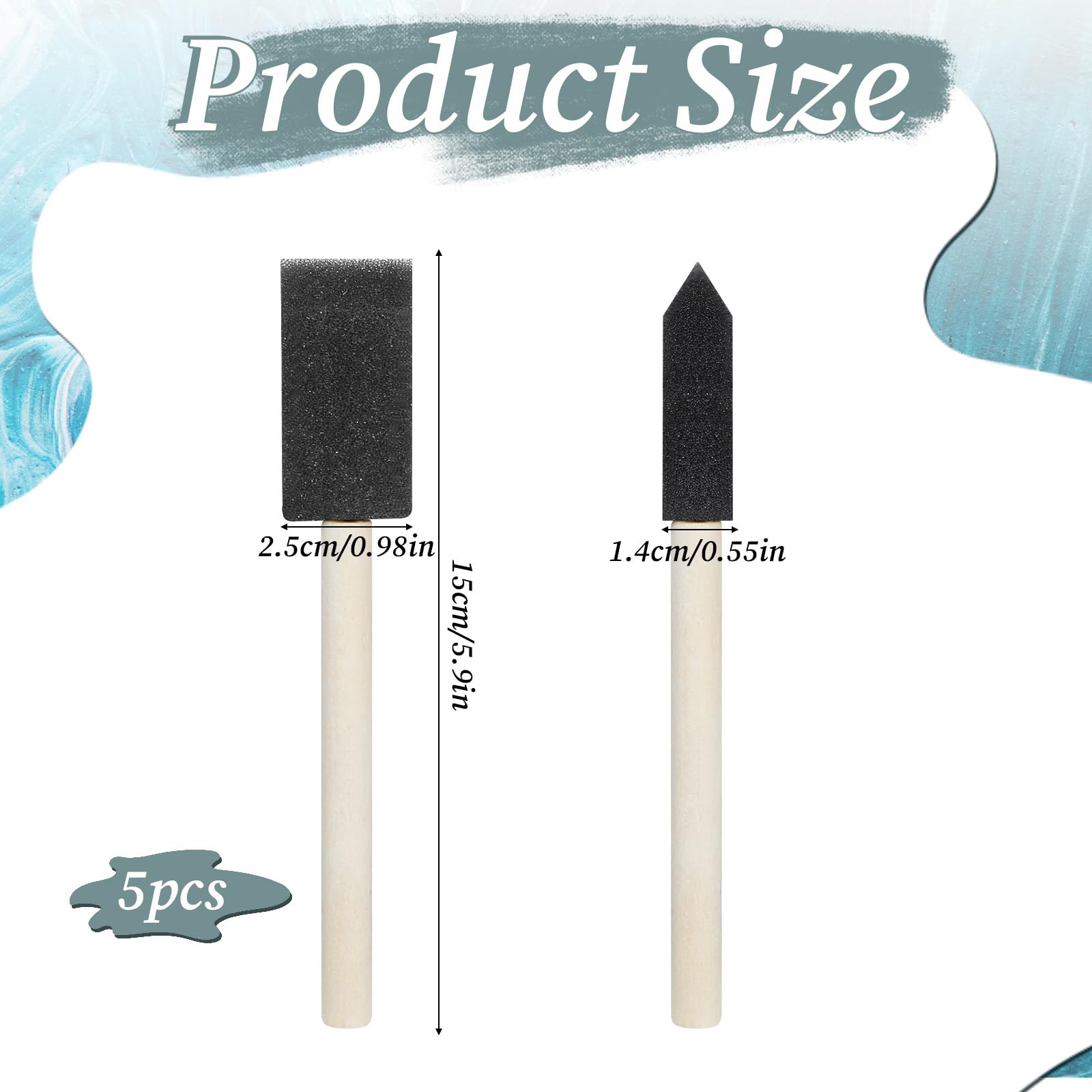 5 Pcs Foam Brushes for Painting, 1 Inch Sponge Brushes Poly Foam Paint Brush Foams Paint Brush Set for Painting and Cleaning
