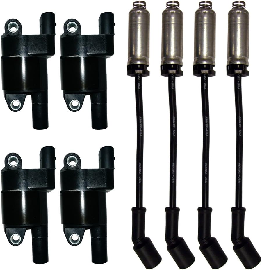 4 ADP Ignition Coils + 4 Herlux Spark Plug Wires with Heat