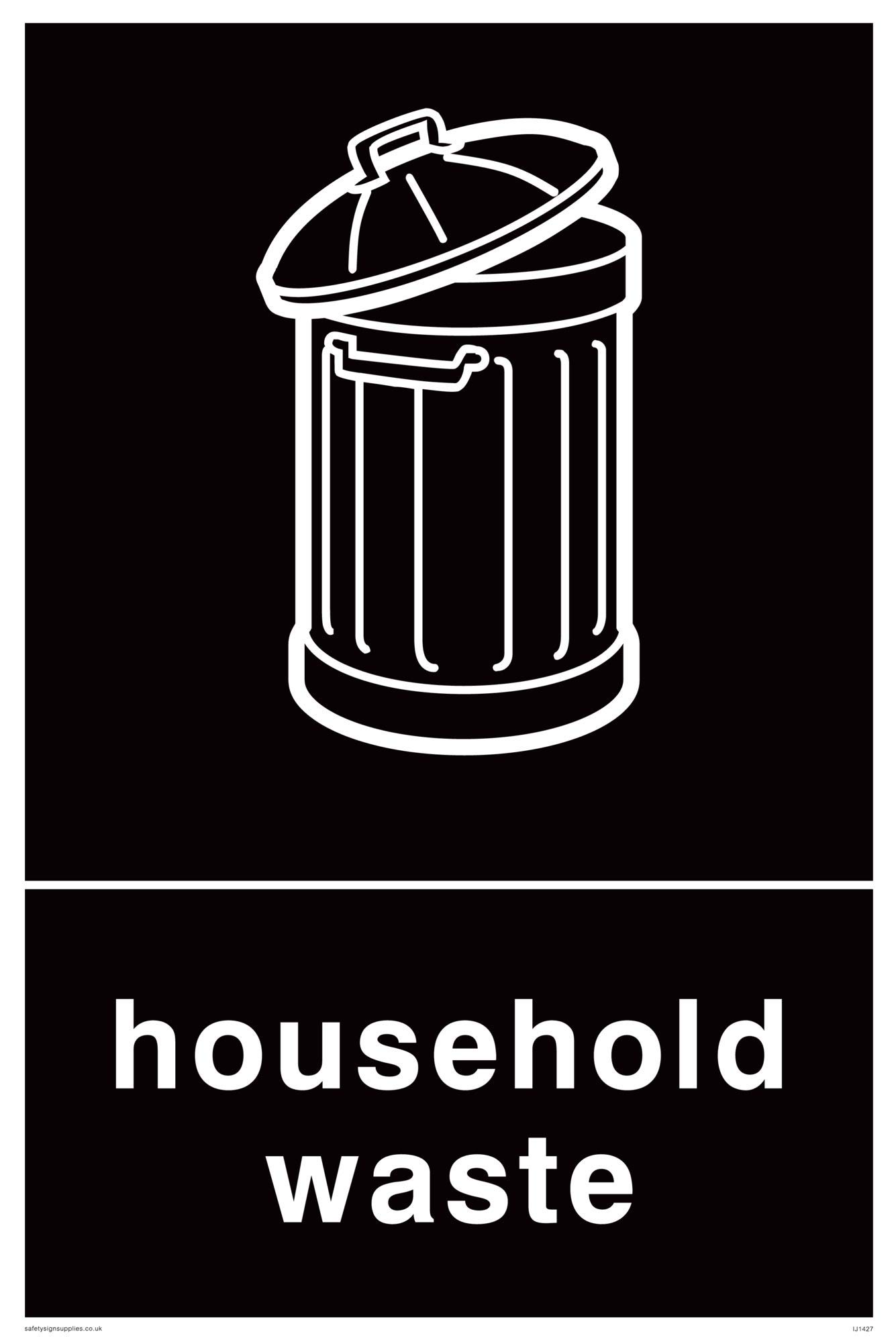 Viking Signs IJ1427-A4P-AC Recycling-Household Waste Sign, Aluminium Composite, 300 mm H x 200 mm W