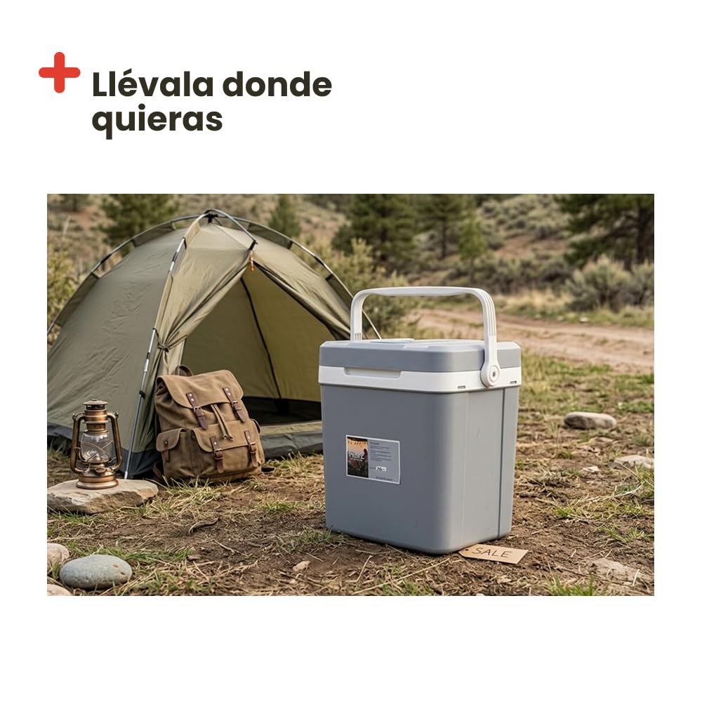 Nevera Portatil ELectrica 24L - Nevera 12V para Camping Compacta Escapadas, Picnic o como Nevera Coche