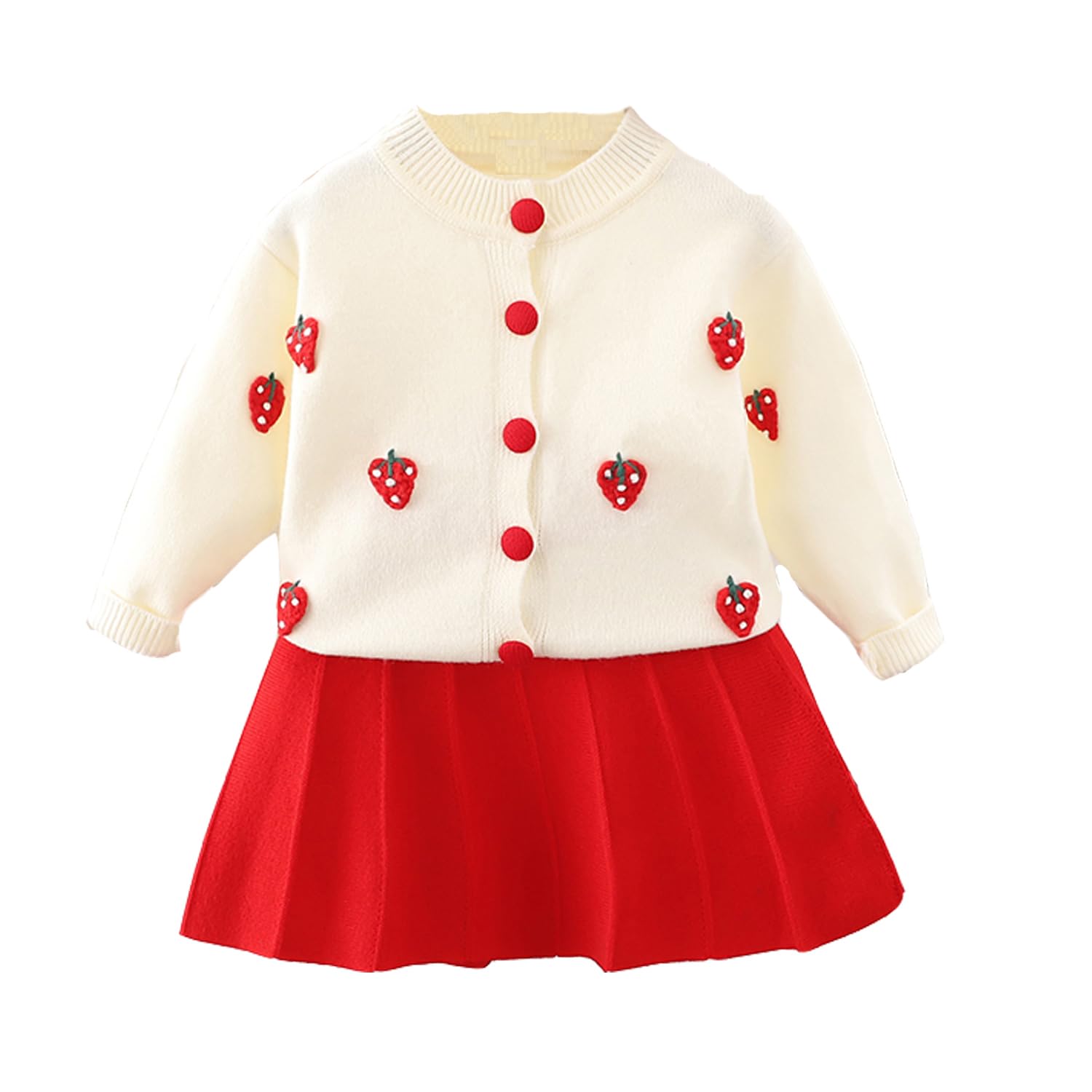 Cinda Girls Red Cardigan And Skirt Set 12-18 Months