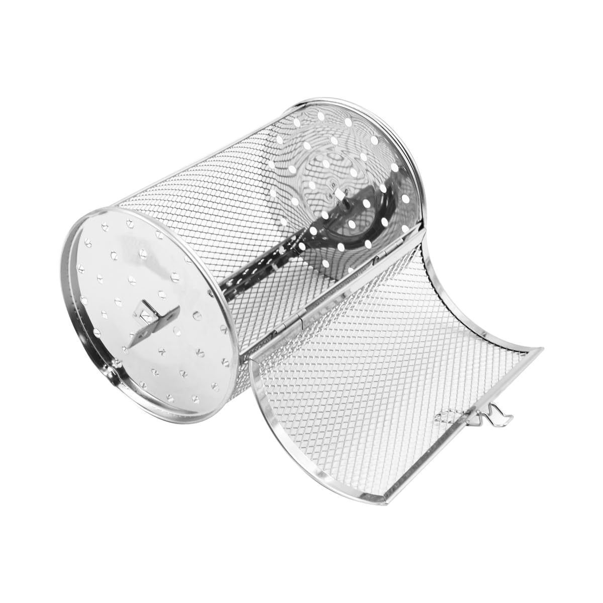 Namvo Panier à frites pour friteuse à air Panier à rôtissoire en acier inoxydable Panier à grill roulant rotatif à 360 ° Cage grillée (12 x 18 cm)