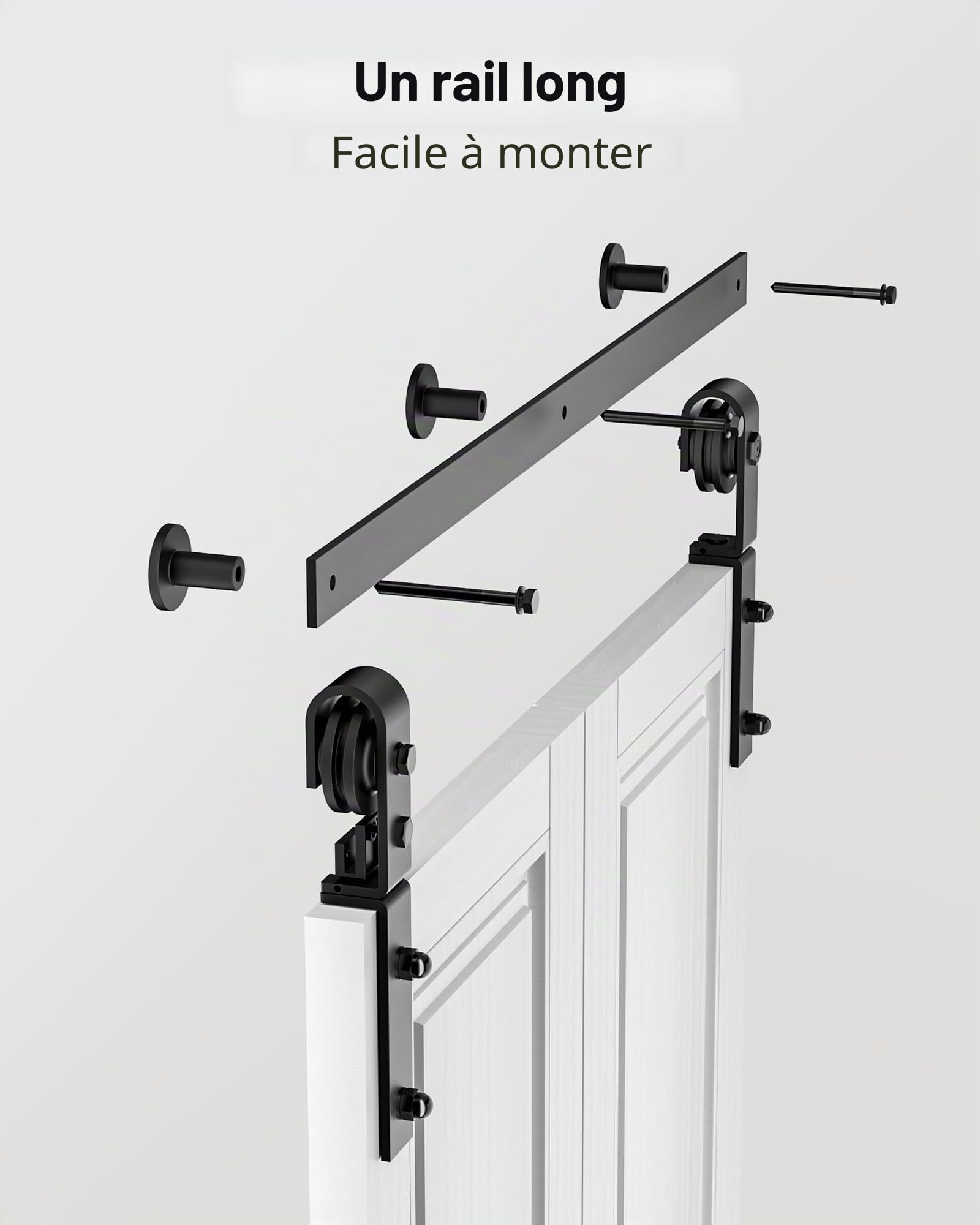 Signstek Kit complet de ferrures de porte coulissante à double volet, 1 m, pour système de ferrure directionnel unilatéral, système de porte coulissante pliante pour bois double porte 45,72 cm