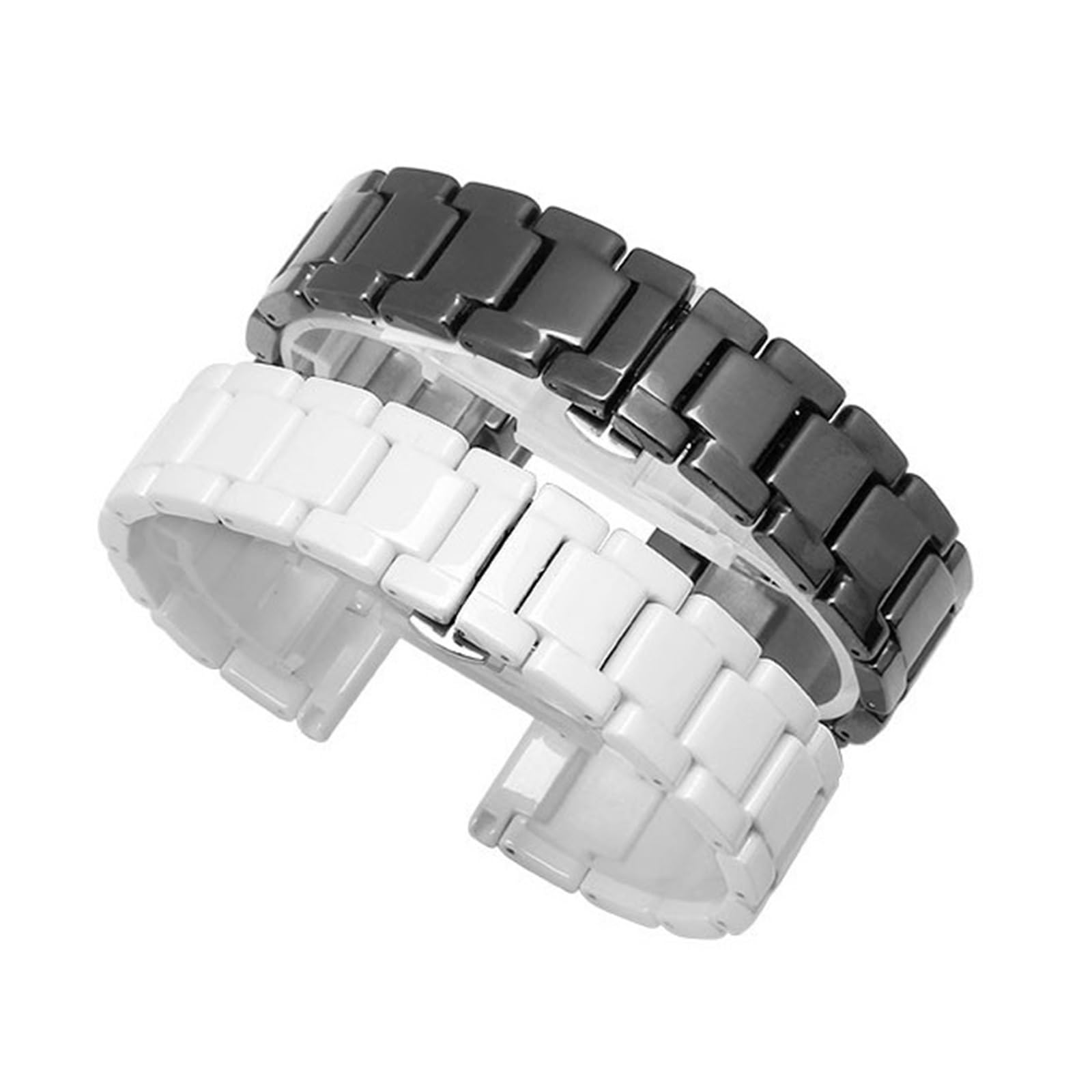 cinturino dell'orologio Cinturino for orologio da lavoro classico uomo in ceramica nera 14 15 16 17 18 19 20 21 22mm(White,22mm)
