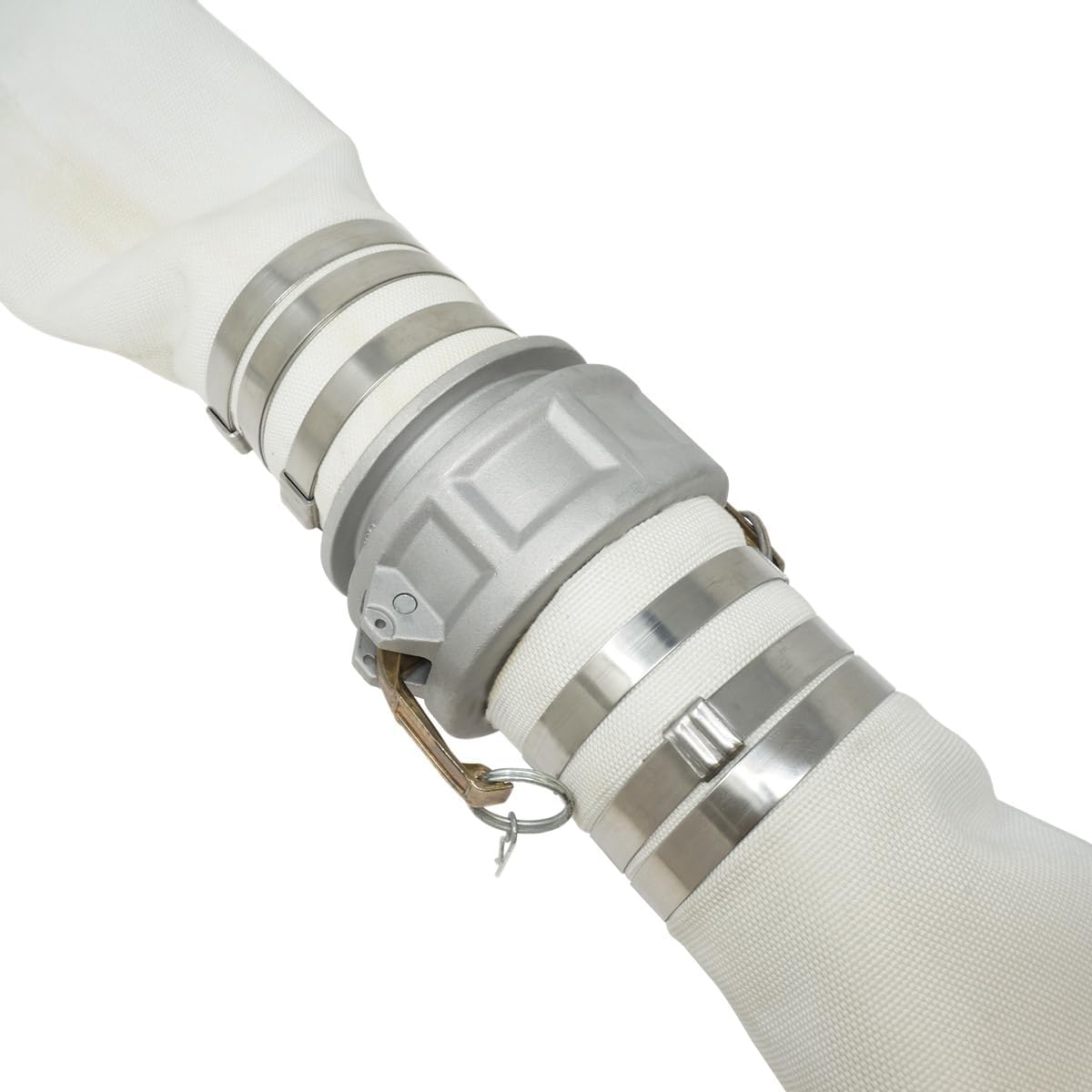 Gloxco 4" ID, Single Jacket Mill Hose Assembly (Aluminum Cam and Groove C and E Fittings) White 50′
