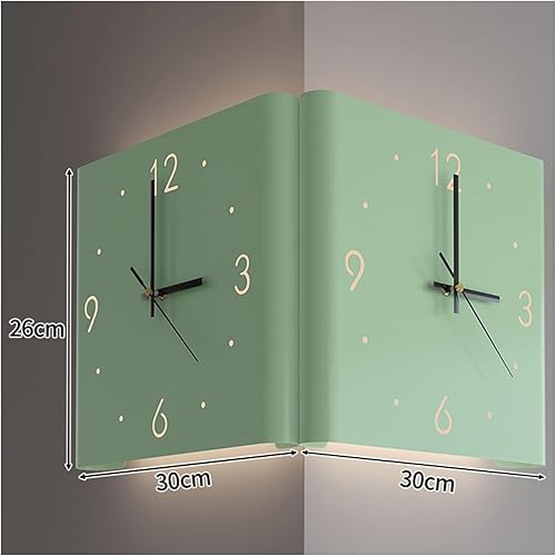 Miniatura 10 de KYOFIS Reloj de pared Corne de doble cara, reloj de pared digital de esquina con escala numeral, funciona con pilas, reloj de pared silencioso con