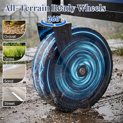 Image of DUMOS Collapsible Wagon with Wheels, 220LBS Wagons Carts Foldable Small Wagon Cart with Flexible Handle, Lightweight Portable Folding Utility Grocery Shopping Cart for Sports Garden Camping, Blue