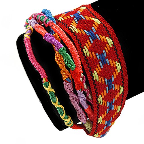 Pulsera de la amistad de algodón tejido multicolor y ajustable estilo unisex 2