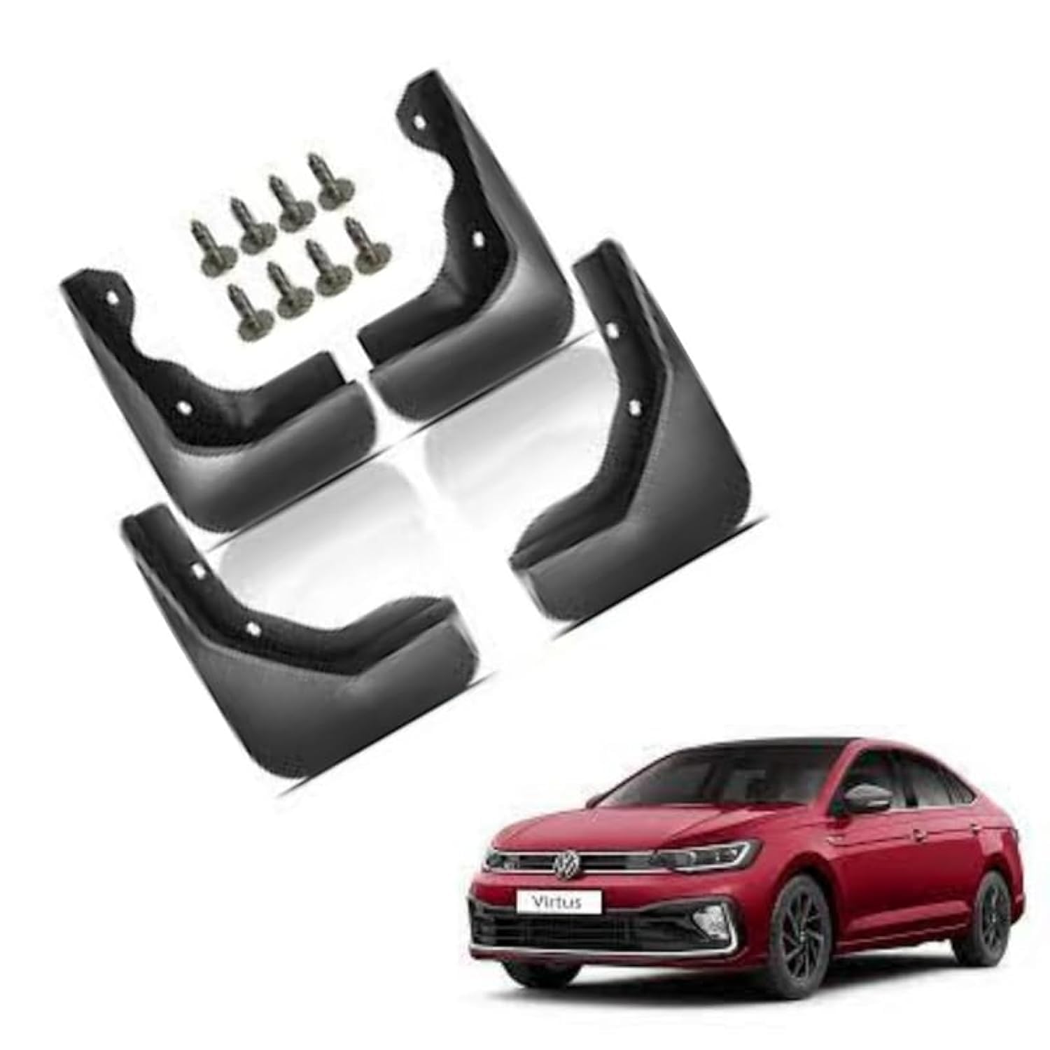 Autokaar OE Type/Box Type Car Mud Flap for Volkswagen Virtus, Black