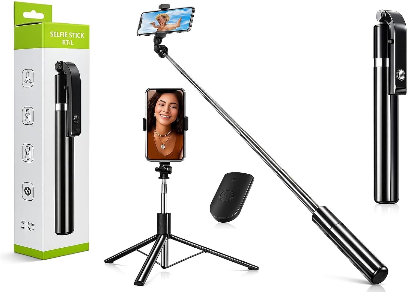 Yoozon Selfie Stick Tripod Bluetooth, Extendable Phone Tripod Selfie Stick with Wireless Remote Shutter for iPhone Xs MAX/XR/XS/X/8/8P/7/7P/6s/6, Galaxy S9/S8/S7/S6/Note 9/8, Huawei and More