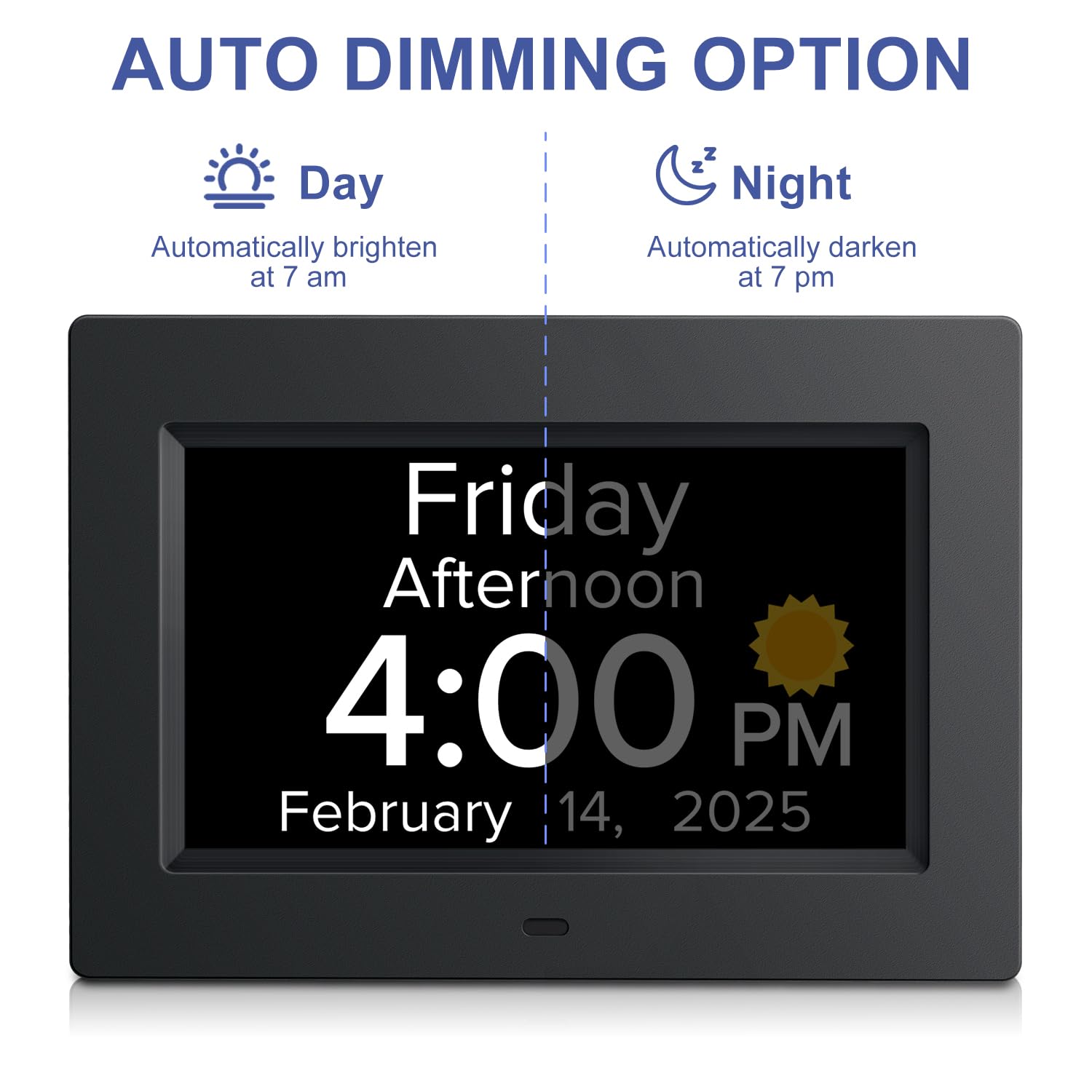 Mitoart Digital Alarm Clock with Date and Day of the Week for Dementia Seniors Multiple Alarm Games, Auto SDT - Image 3