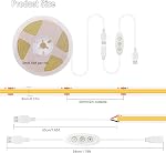 LED Strip Lights, 6ft Warm White COB Light Strip, USB Powered Dimmable 2700K, CRI92+, Flexible Cuttable for TV Backlight, Cabinet, Bedroom
