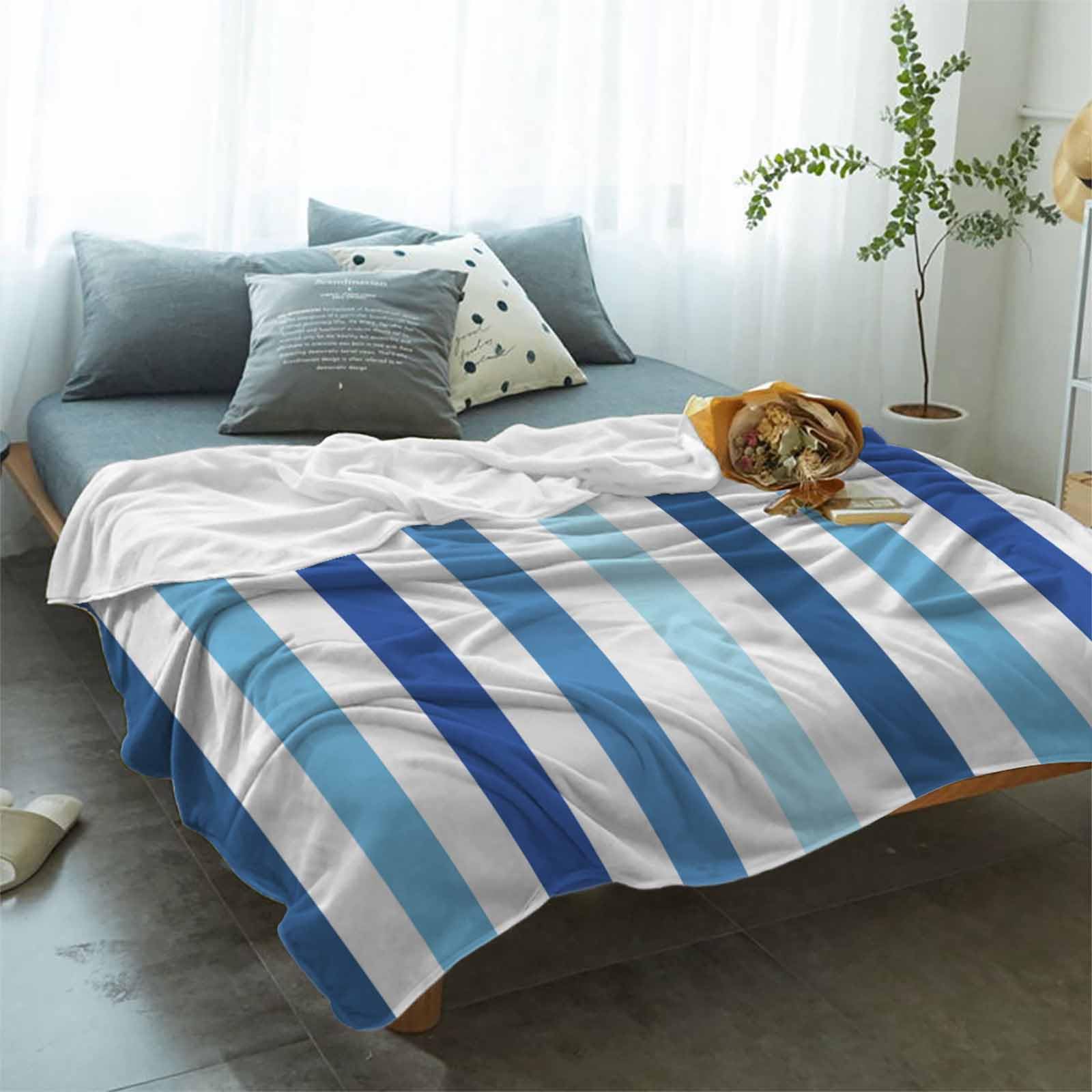 Amazon.com: Throw Blanket Blue White Stripes Blankets and