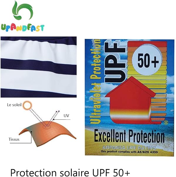 upandfast Maillot de Bain Une pièce avec Fermetures éclair pour bébé garçons Maillot de Bain pour bébé Protection Solaire UPF 50+ avec Chapeau de Soleil - 4