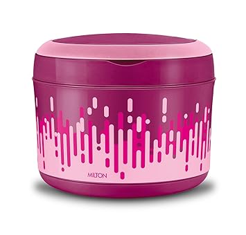 MILTON New Big Bite Insulated Inner Stainless Steel Tiffin Box with Additional Plate and Handle, 900 ml, Dark Pink| BPA Free | Food Grade | Easy to Carry | Easy to Clean
