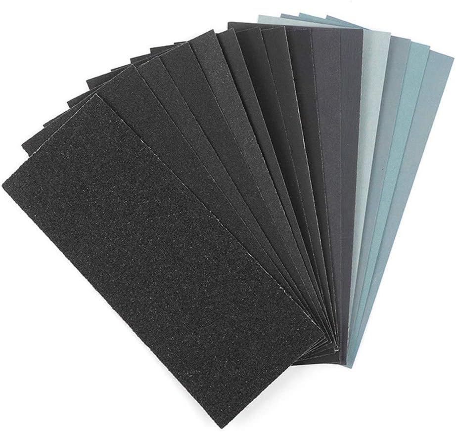Leopard Twin-Ultra Fine 51 Pcs Wet Dry Sandpaper 120 to 10000 Assorted Grit Sanding Paper forWood Furniture Finishing, Metal Sanding and Automotive Polishing, 9 x 3.6 Inches.?51-Sheet Sandpaper??