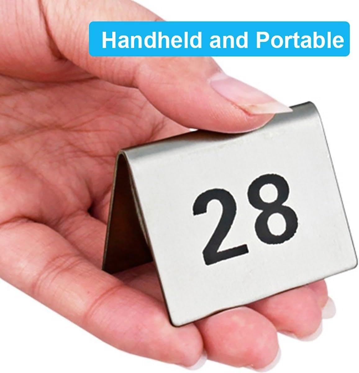 Stainless Steel Table Numbers, 1-10/25/50/100 Restaurant Digital Number Plate Tabletop Number Stackable, Wedding Birthday Marriage Party Supplies(1 to 25)