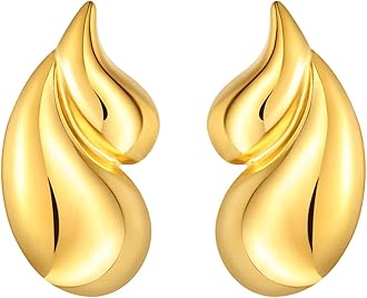 ENVYOU Geometric Rectangle Gold Plated Stud Earrings Irregular Hammered Chunky Statement Square Earrings for Women Trendy